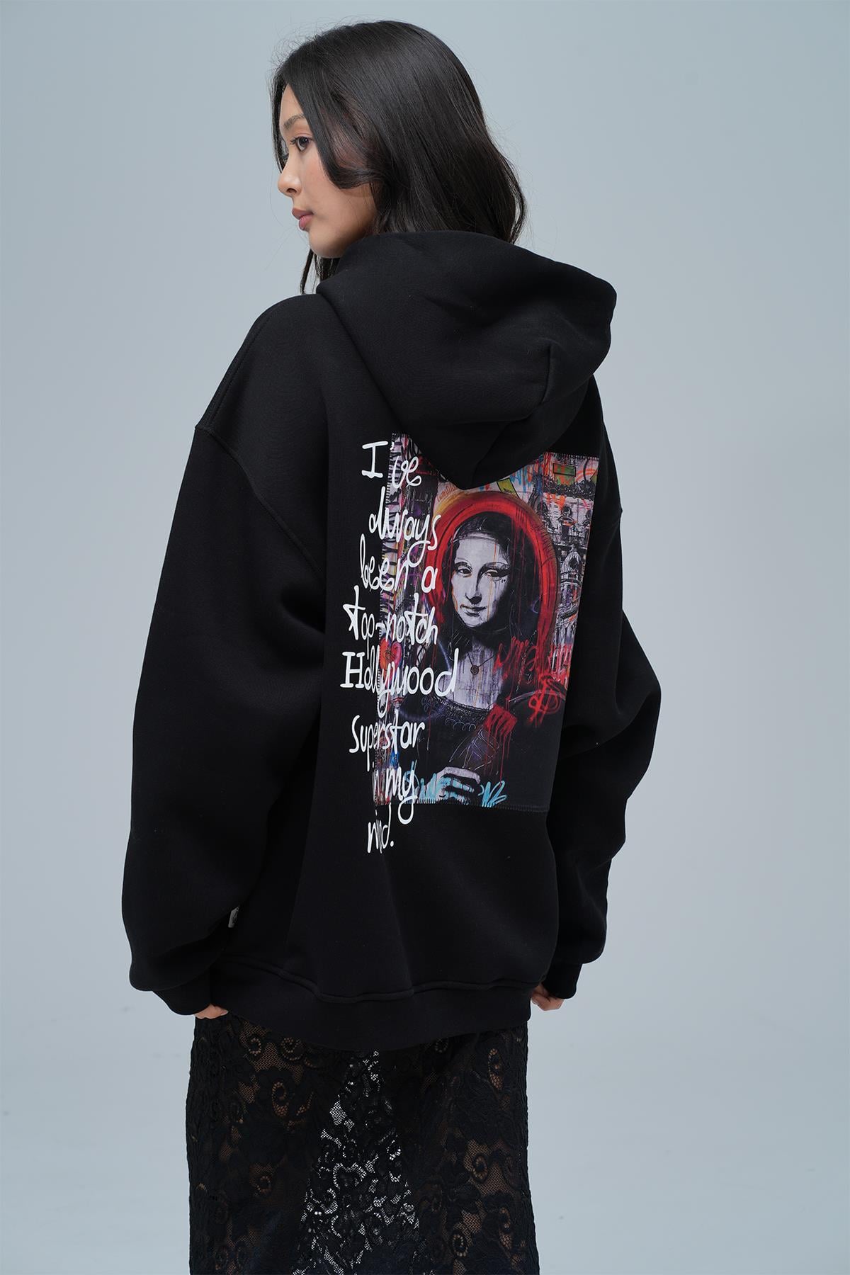 Top-Notch Oversize Sweatshirt Kadın Siyah