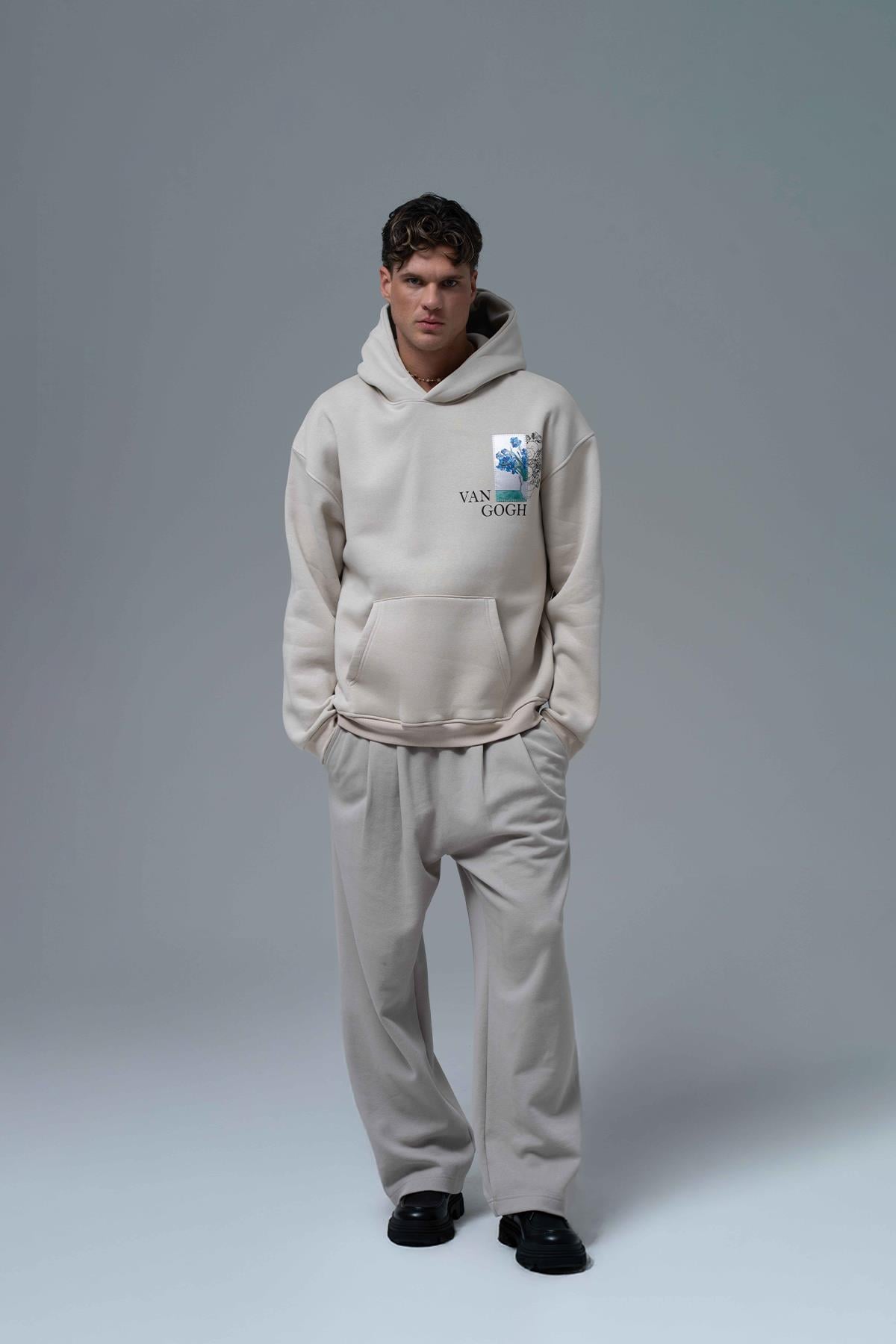Van Gogh Irises Oversize Sweatshirt Erkek Ekru