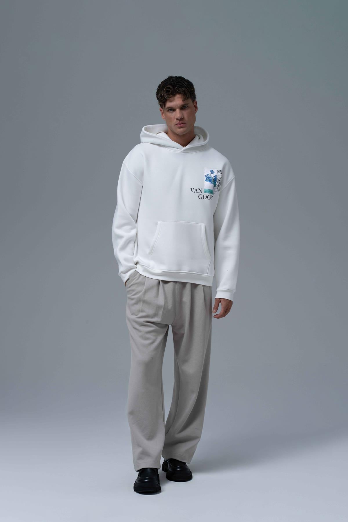 Van Gogh Irises Oversize Sweatshirt Erkek Taş