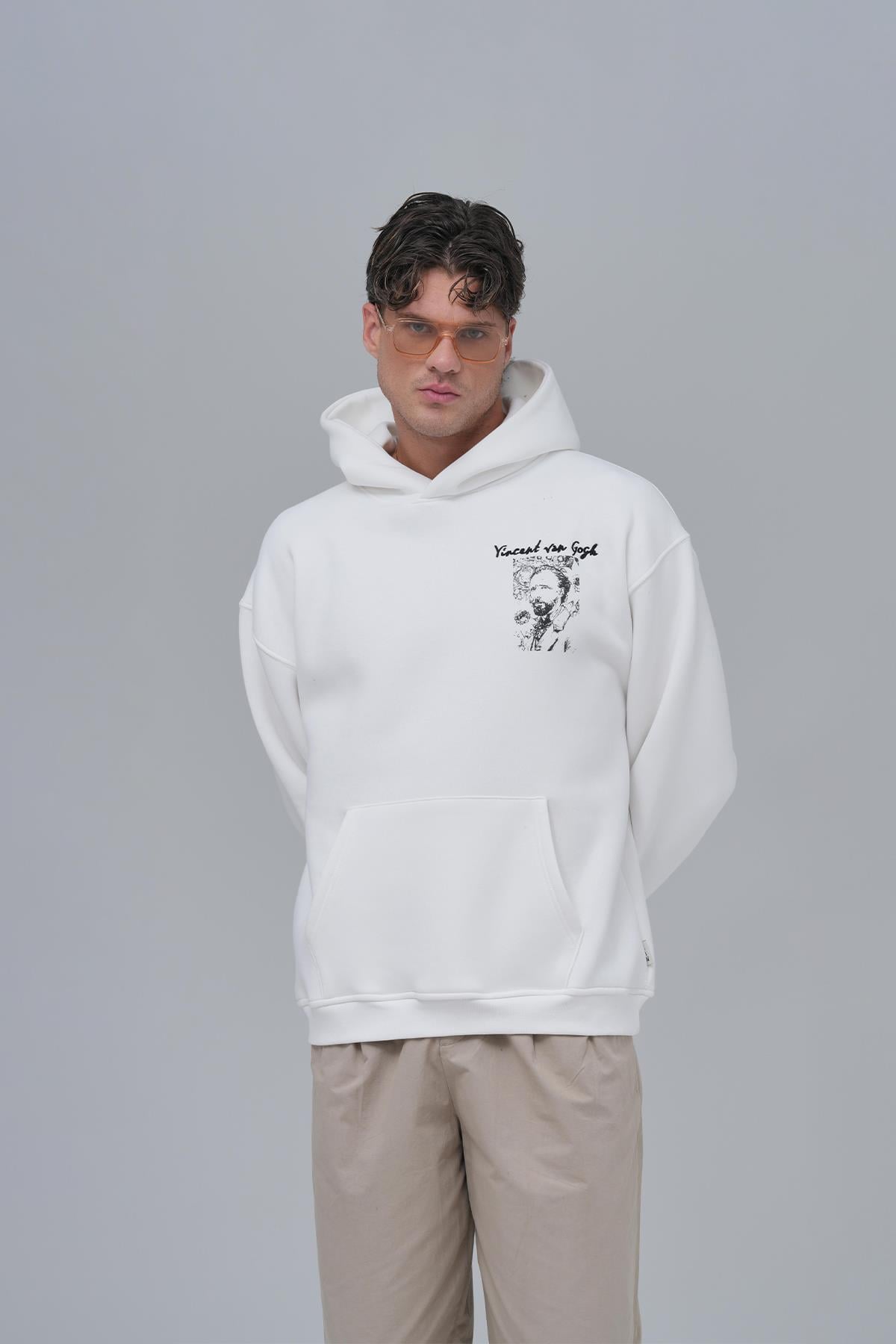 Van Gogh Threads Oversize Sweatshirt Erkek Ekru