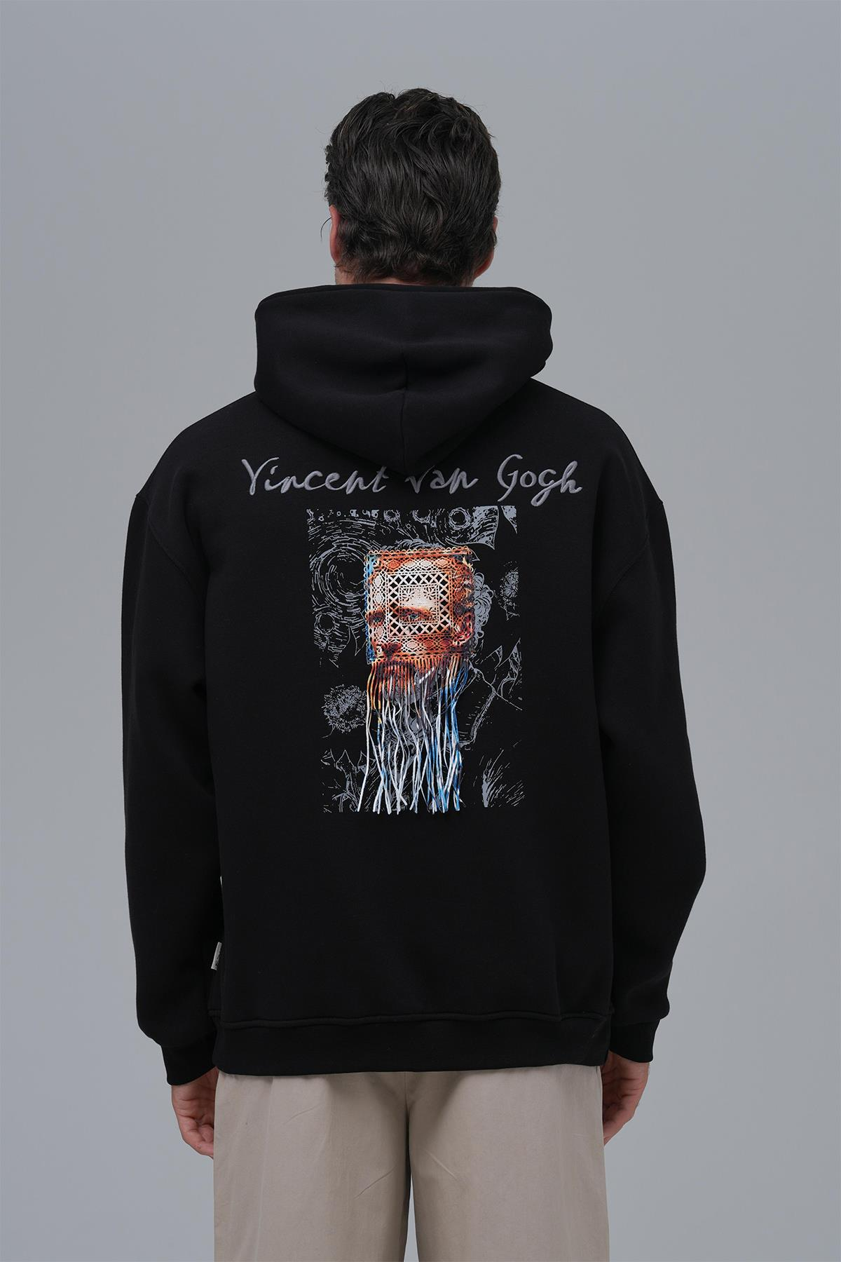 Van Gogh Threads Oversize Sweatshirt Erkek Siyah