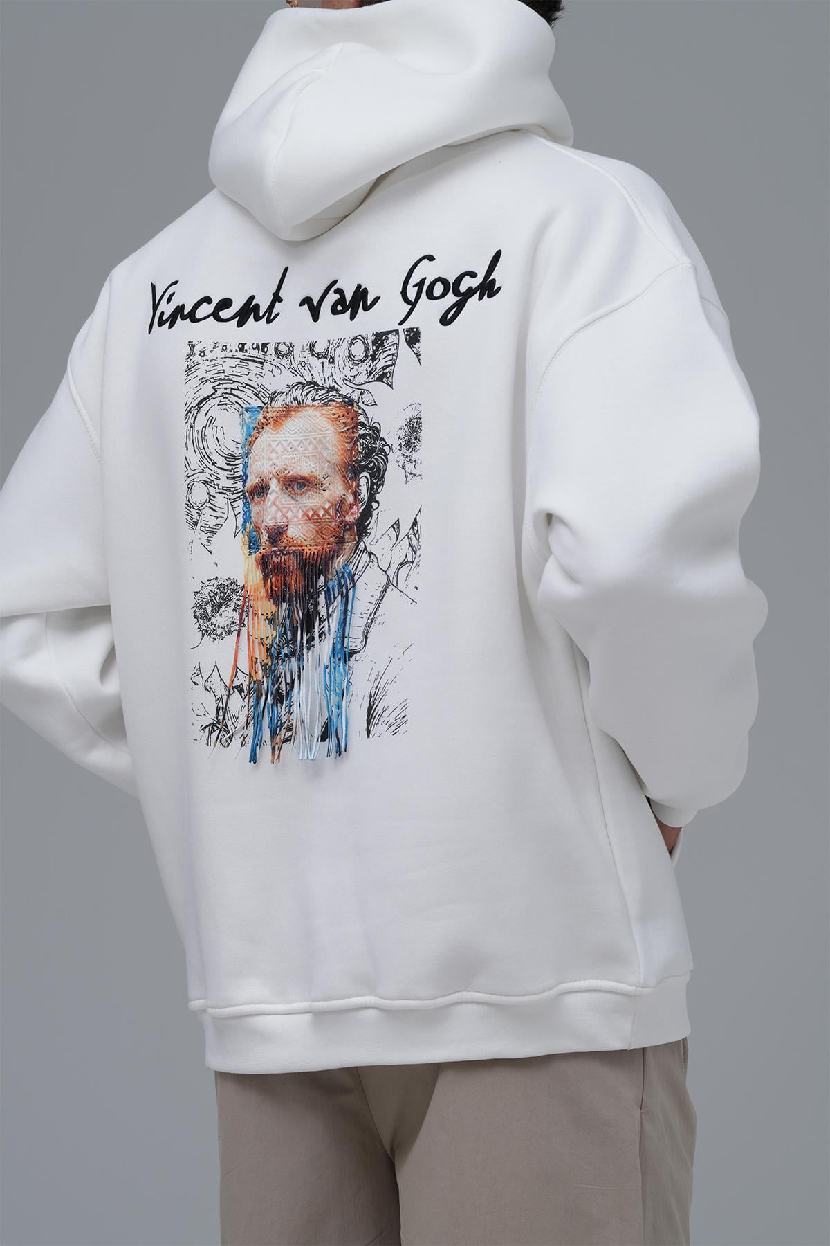 Van Gogh Threads Oversize Sweatshirt Erkek Ekru
