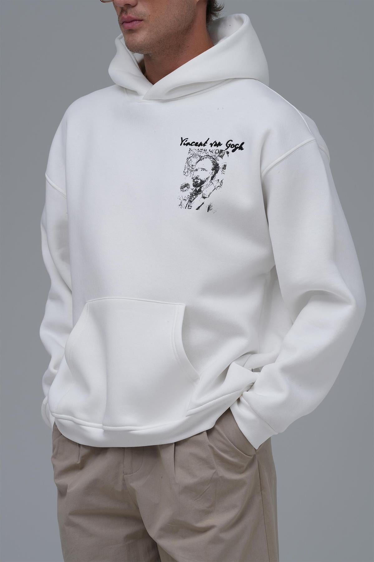 Van Gogh Threads Oversize Sweatshirt Erkek Ekru