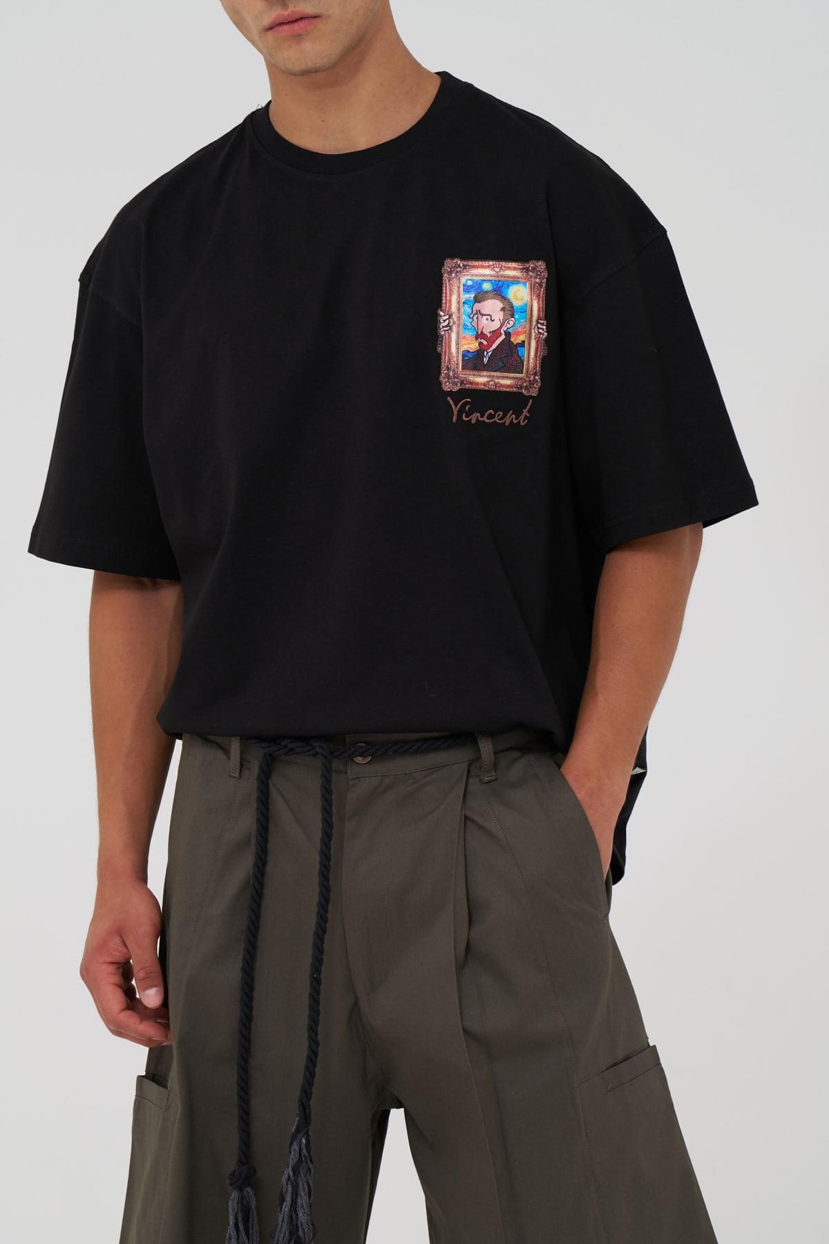 Vincent Canvas Tale Oversize Erkek Tişört Siyah