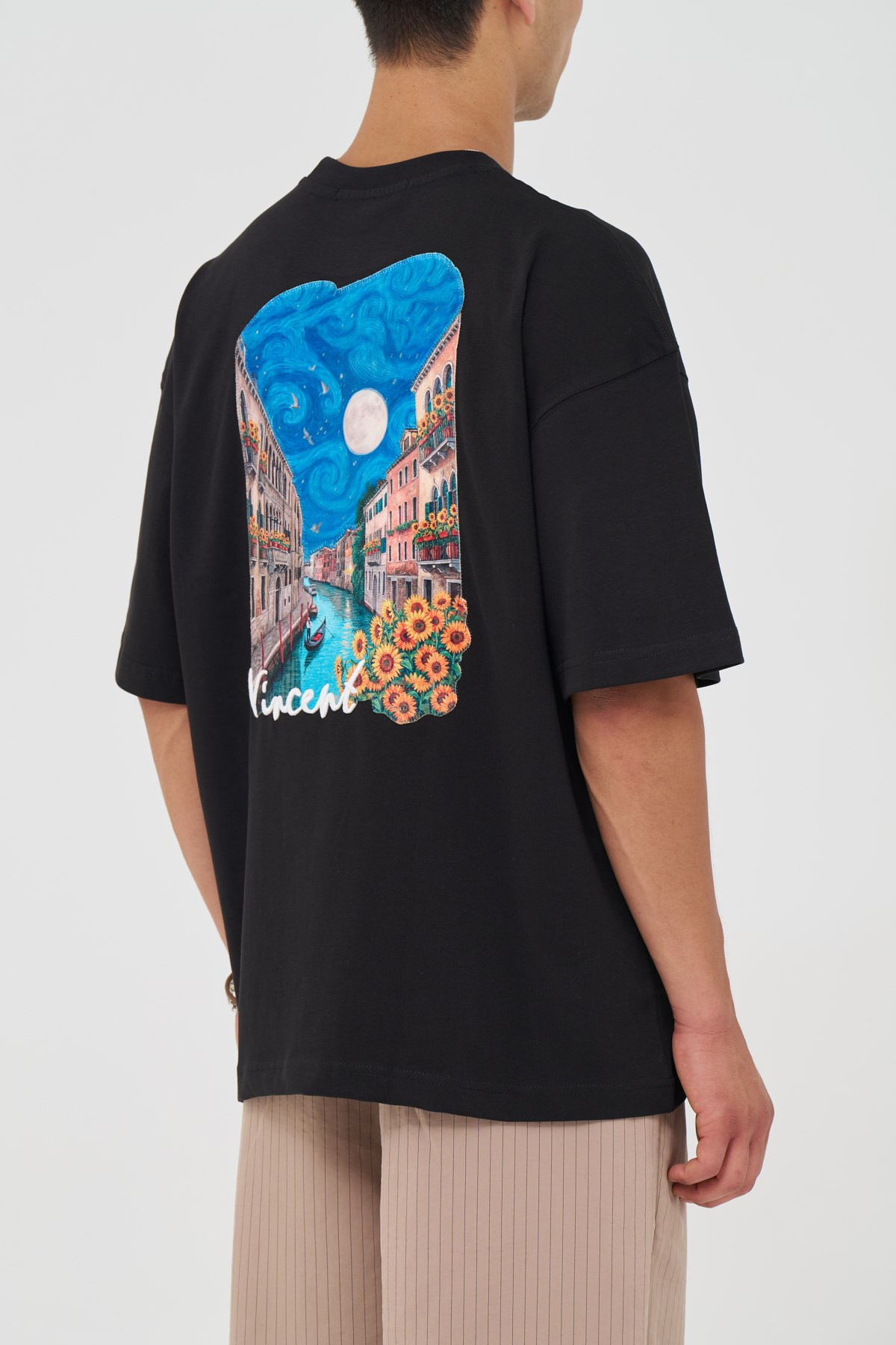 Vincent Venice Oversize Erkek Tişört Siyah
