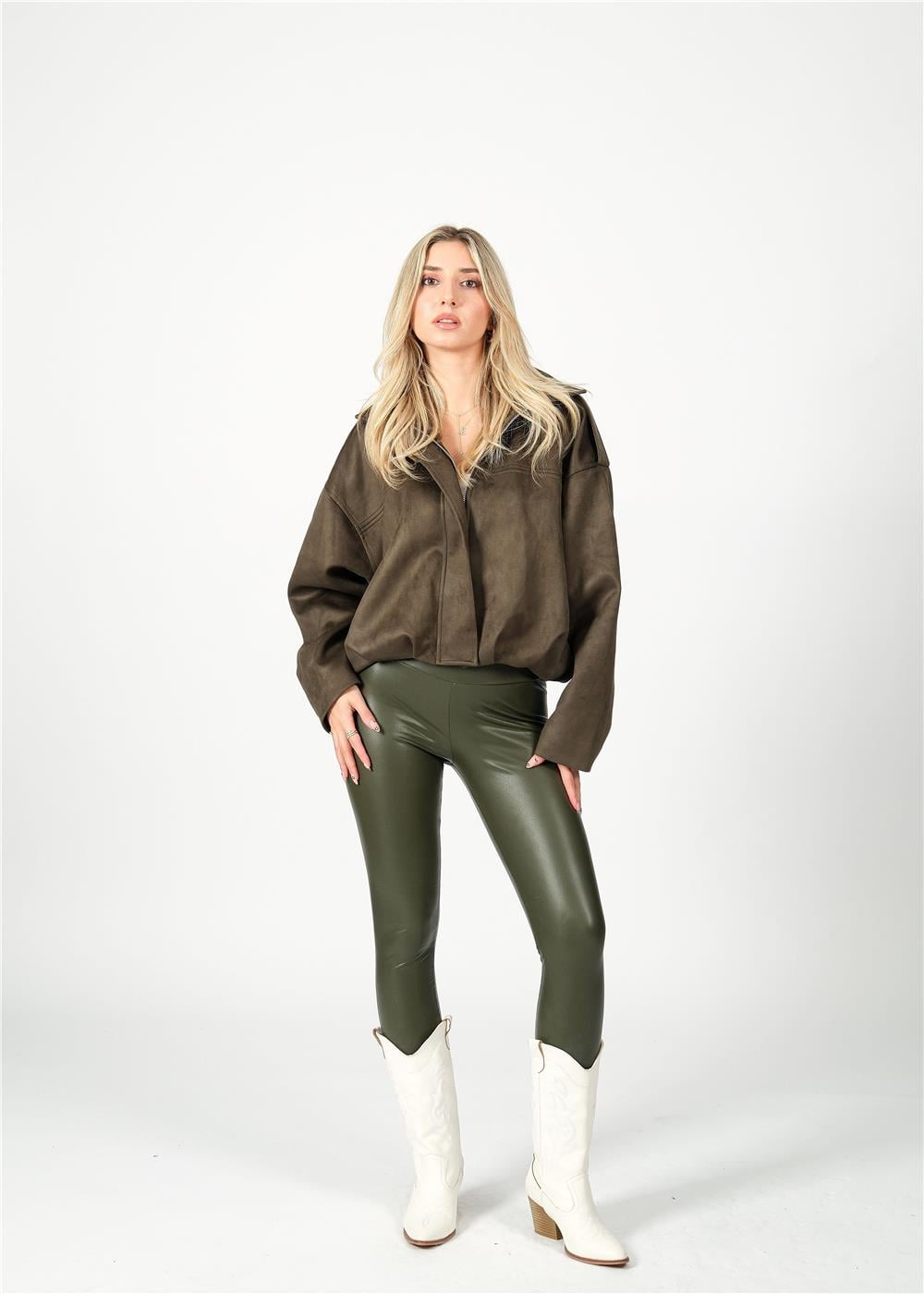 Haki Süet Bomber Ceket