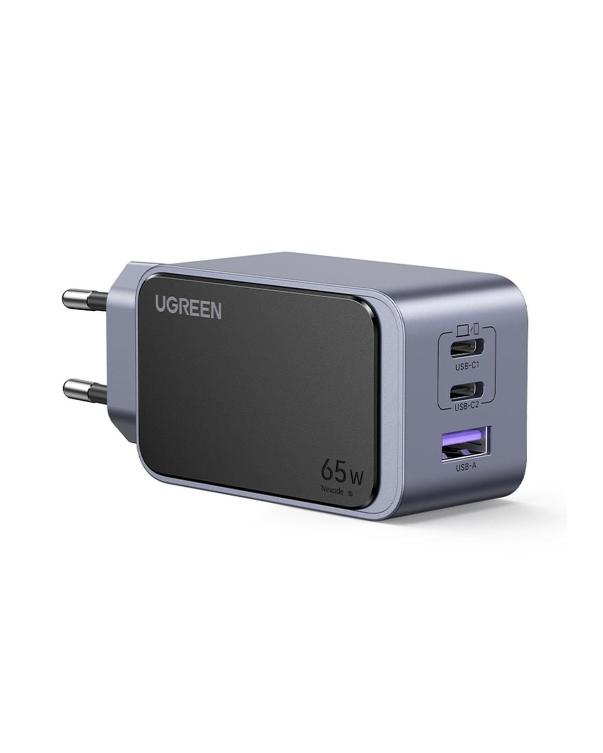 UGREEN Nexode Air 65W GaN Hızlı Şarj Cihazı Type-C QC PD 2xUSB-C, 1xUSB-A, Gri, 35042