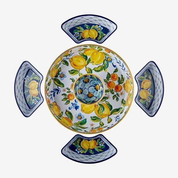 CAMAR0037YW Limoncello Mavi / Beyaz  5 Bölmeli Servis Tep