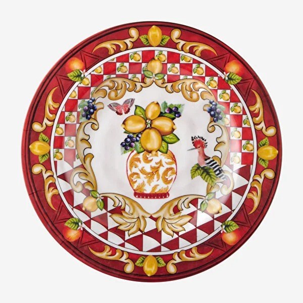 CAMC1079RD2 Capri Kırmızı Vazo Desenli Tabak 21,5cm