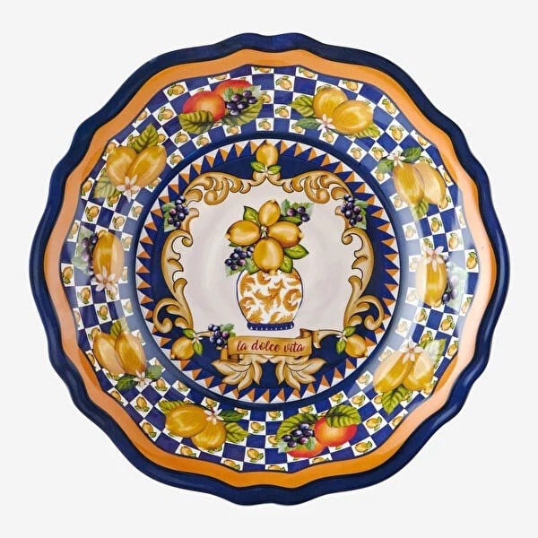 CAMC2084BL1 Capri Mavi Vazo Desenli Servis Kasesi 35cm