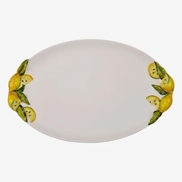 EW356 Edelweiss Limon Desenli Oval Servis Tabağı 32x20 cm