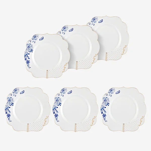 SRWBP23 ROYAL BEYAZ/MAVİ 6 PARÇA 23.5 CM TABAK SETİ