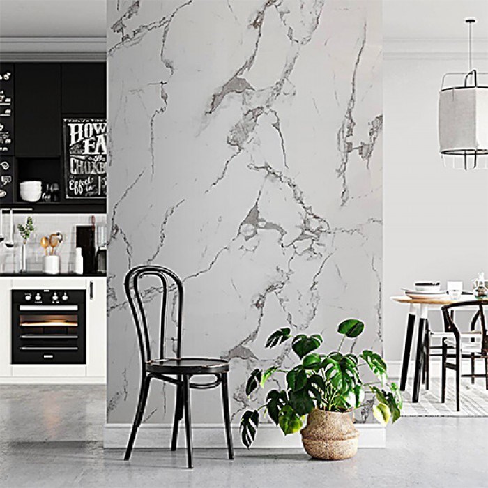 Kendinden Yapışkanlı Beyaz Mermer Desenli Pvc Panel 60x60 cm 5 Adet