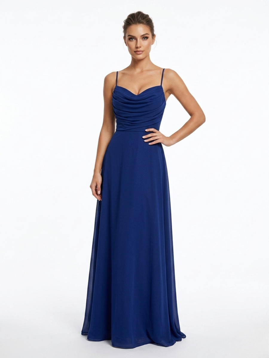 İp Askılı Drape Detaylı Elbise Saks