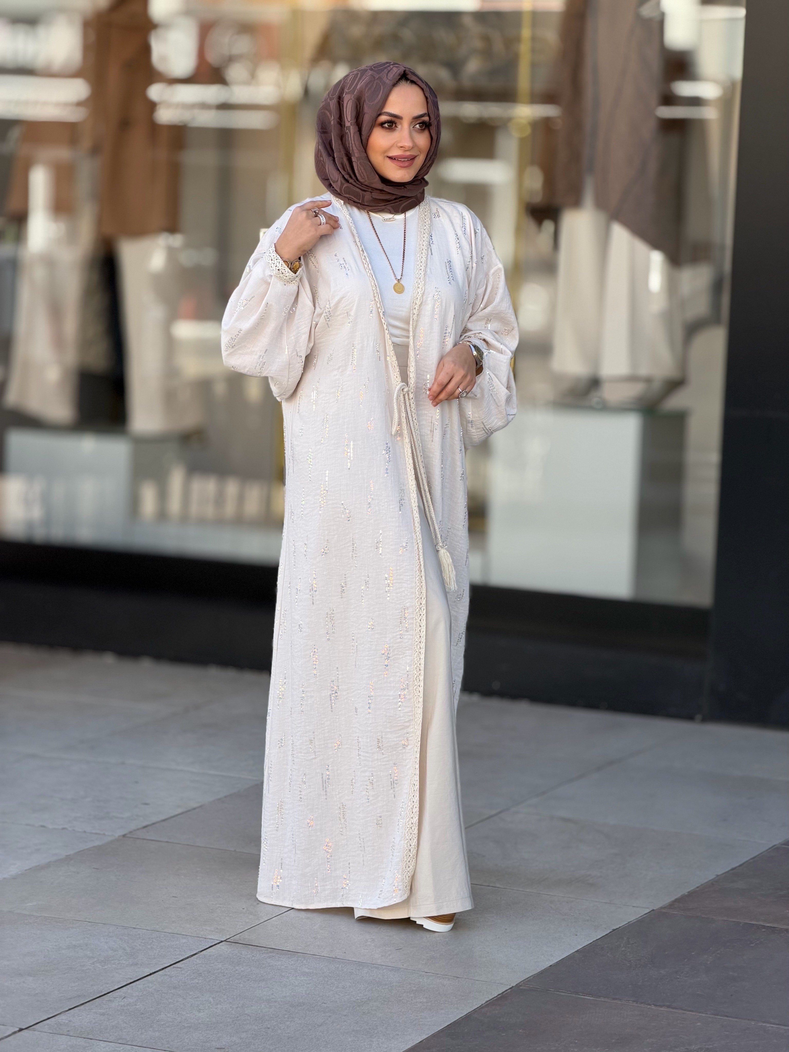 KETEN PULLU KİMONO ABAYA