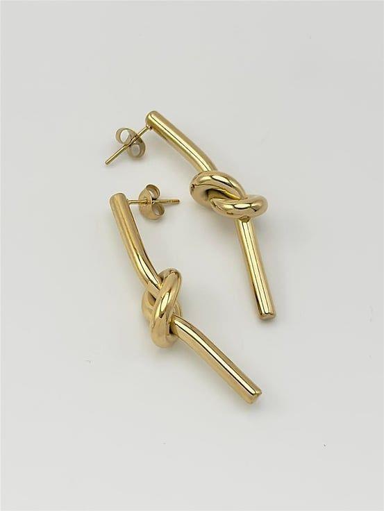 Çelik Düğüm Küpe Gold Renk