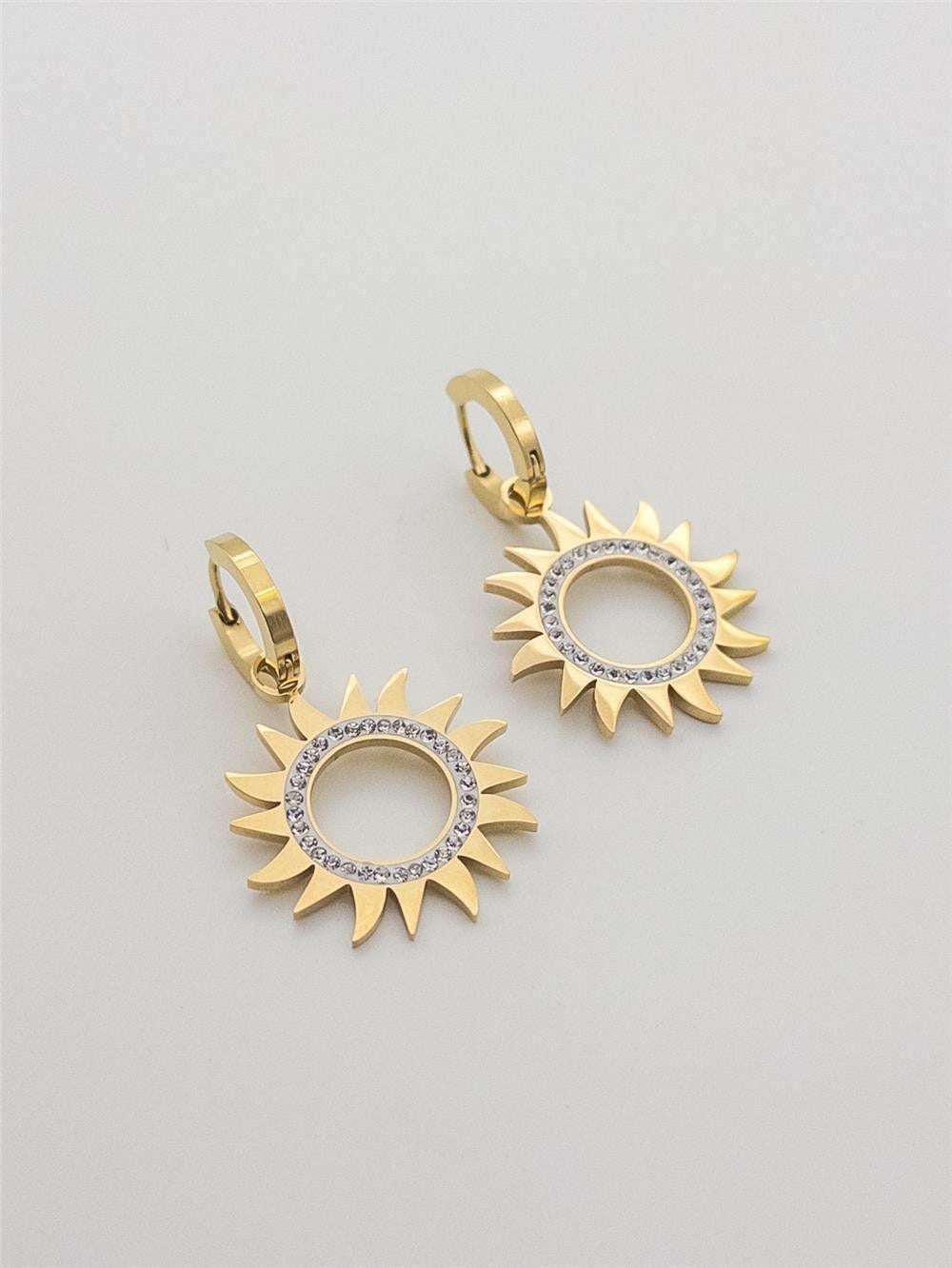 Çelik Güneş Model Gold Renk Küpe