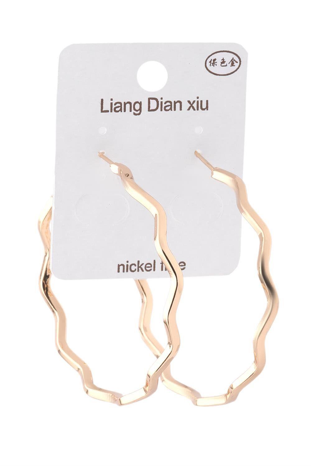 İthal Vip Zikzak Model Gold Renk Halka Küpe (Çap 5 cm)