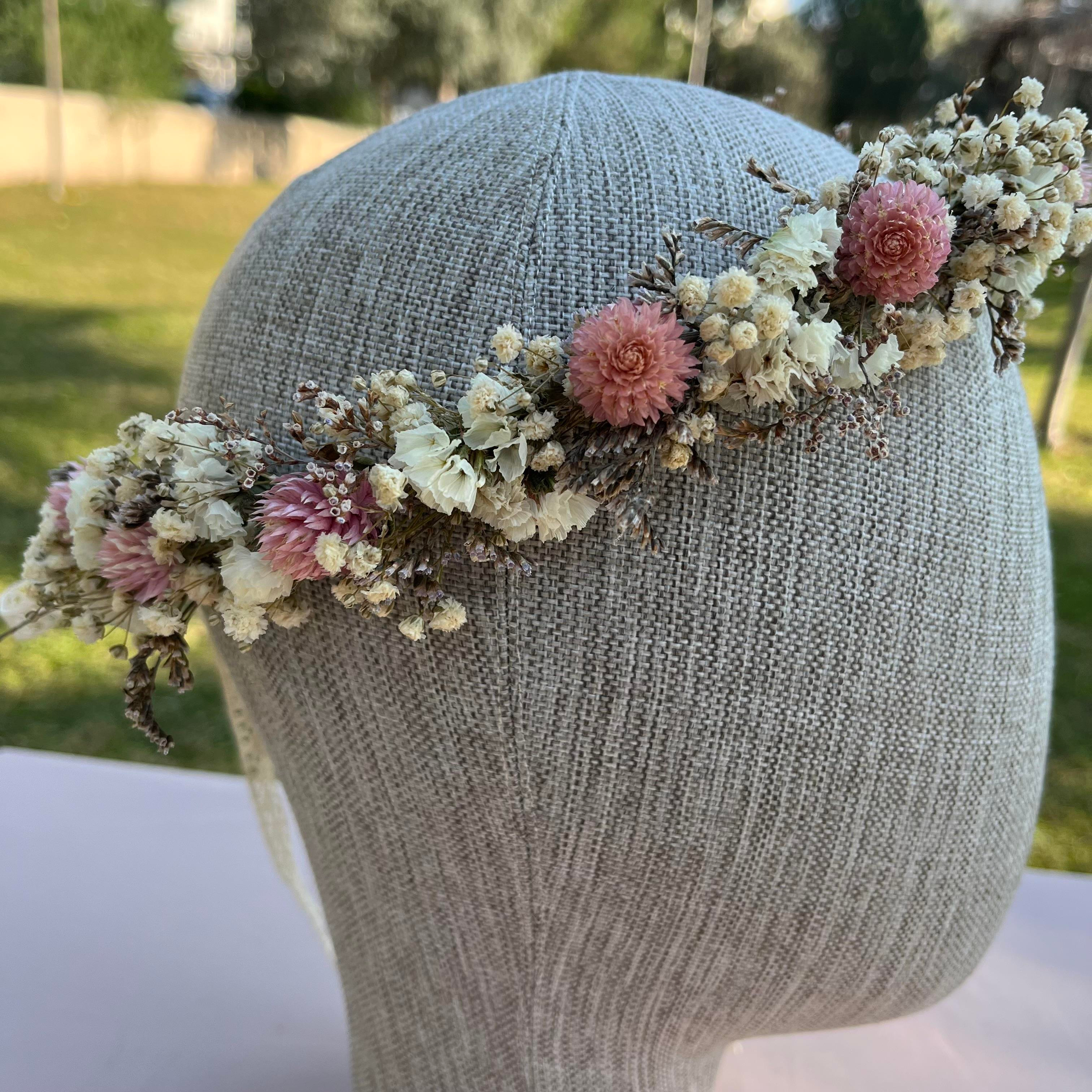 NATUREL PEMBE KURU ÇİÇEK TAÇ