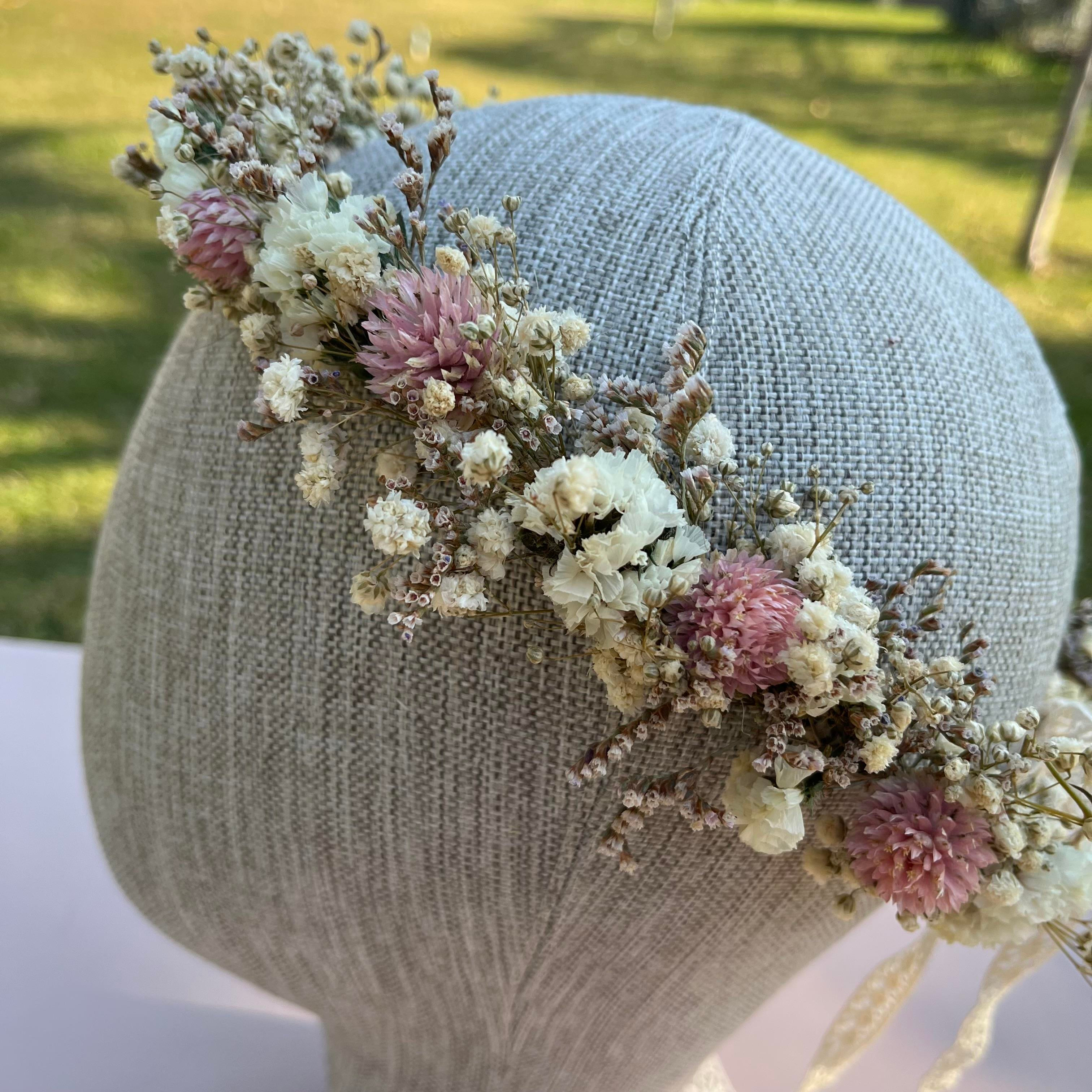 NATUREL PEMBE KURU ÇİÇEK TAÇ