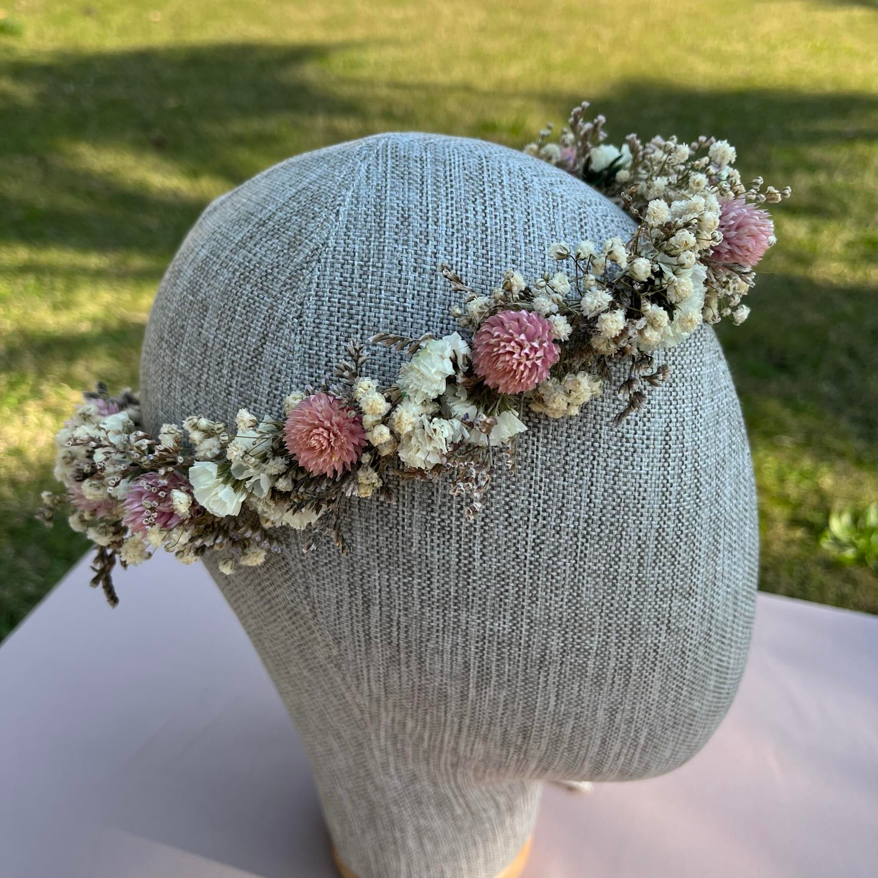 NATUREL PEMBE KURU ÇİÇEK TAÇ