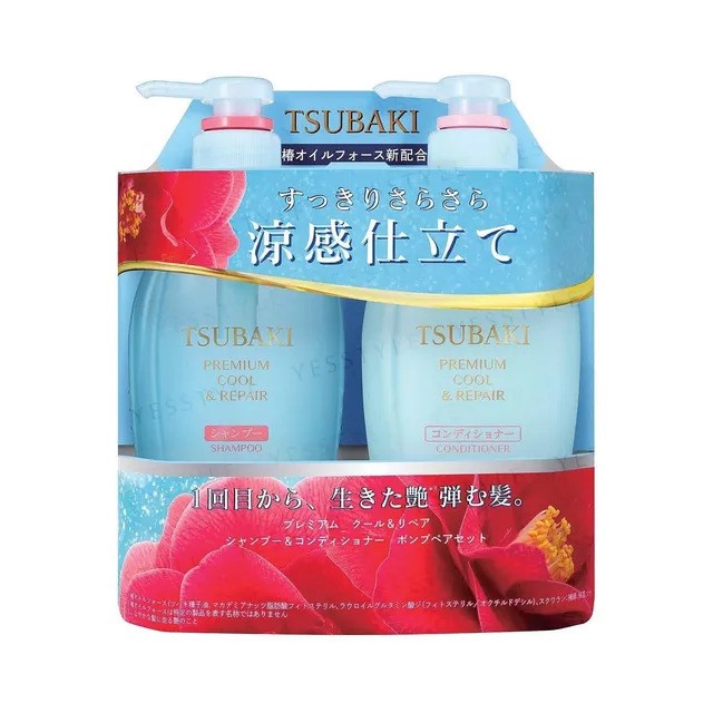 Tsubaki Premium Cool Shampoo and Conditioner Pair Set 2 x 450 ml — Ferahlatıcı Etkili Şampuan ve Saç Kremi İkili Seti (450 ml + 450 ml)
