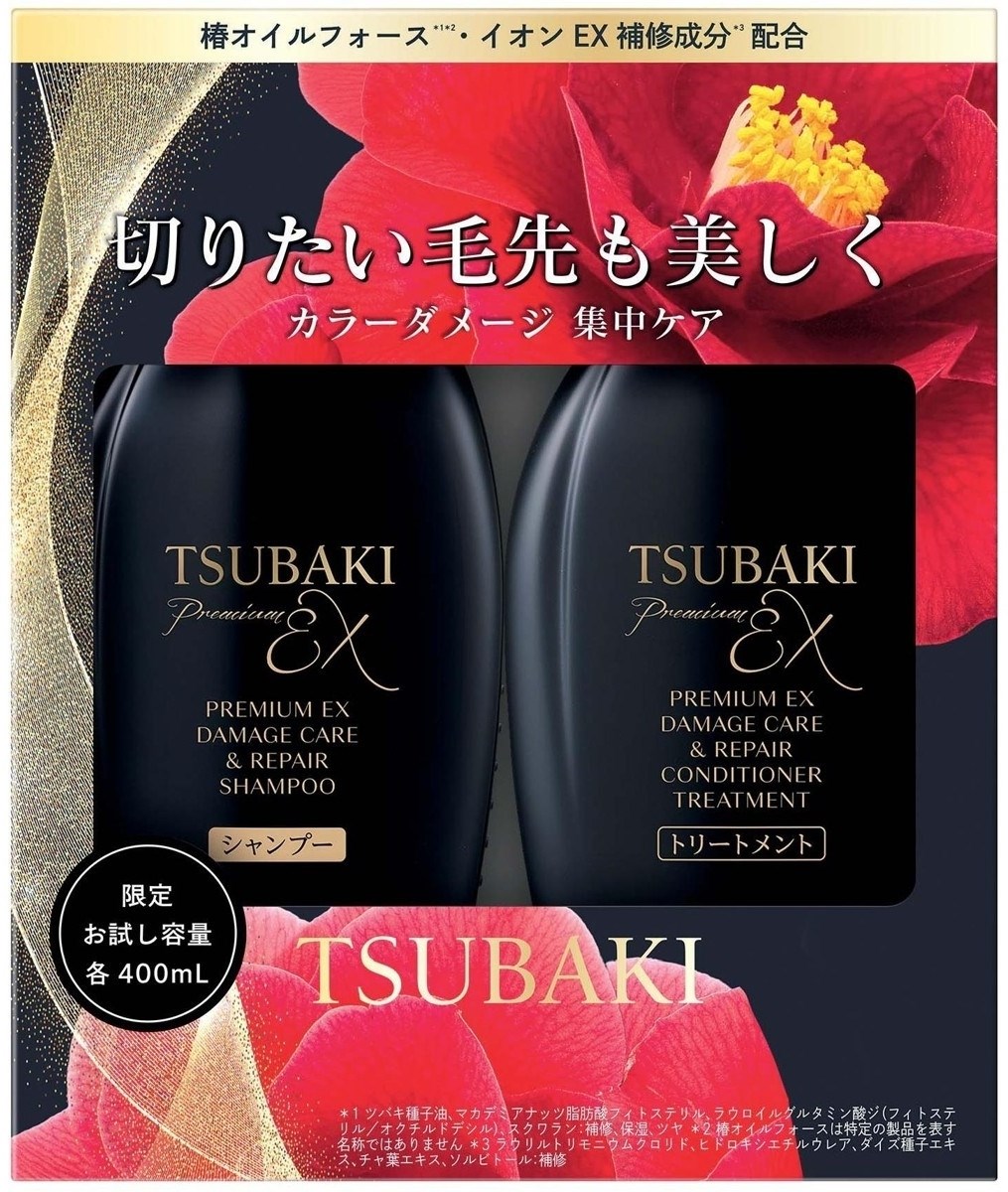 Tsubaki Premium EX Damage Care & Repair Shampoo & Conditioner Set (Shampoo 400 ml + Conditioner 400 ml) — Hasar Görmüş Saçlar İçin Onarıcı ve Bakım Seti