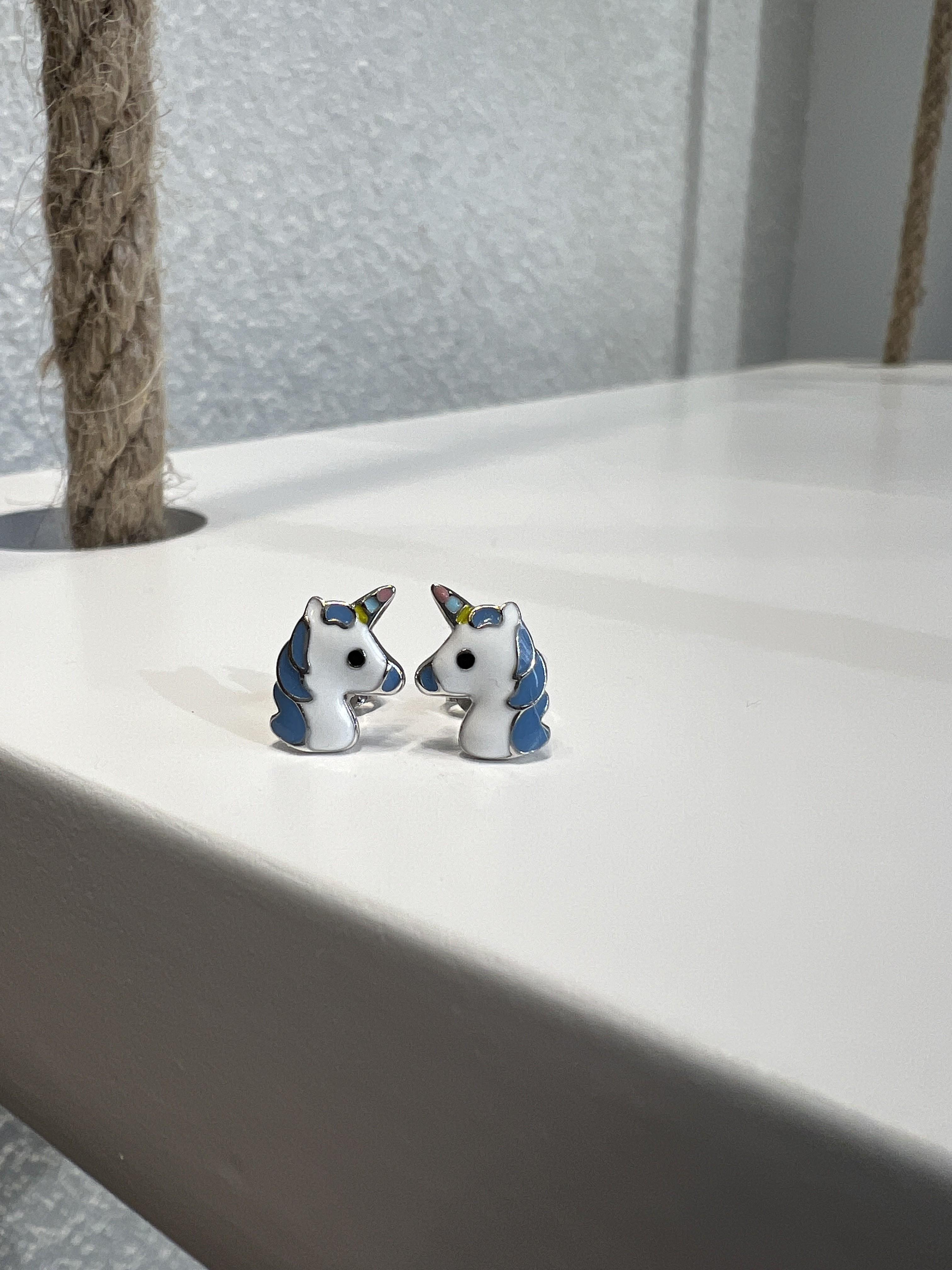 Çocuk Gümüş Mineli Unicorn Küpe