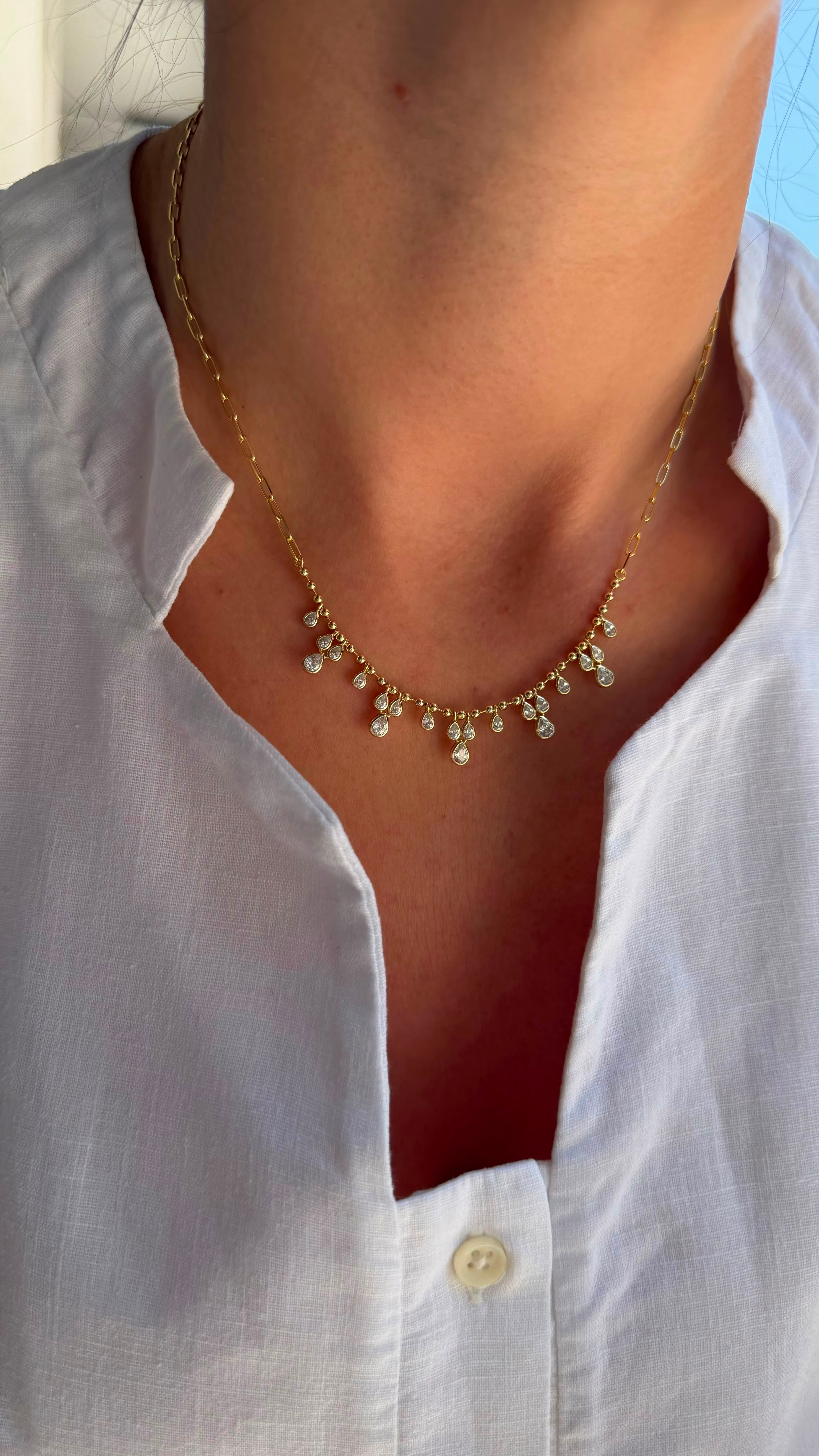 Mira Damla Gold Zirkon Taşlı Kolye