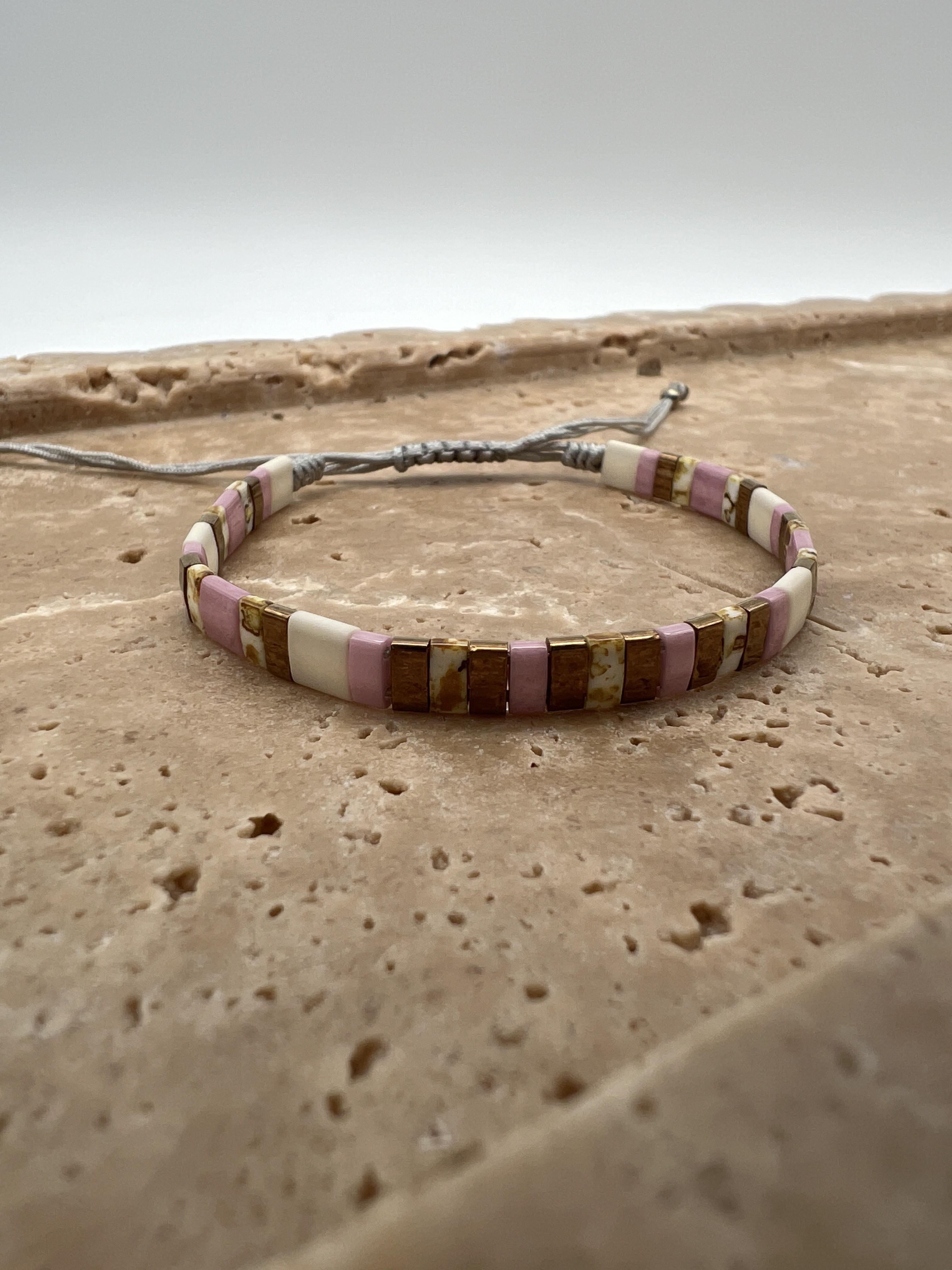 Pembe Gold Tila İp Bileklik