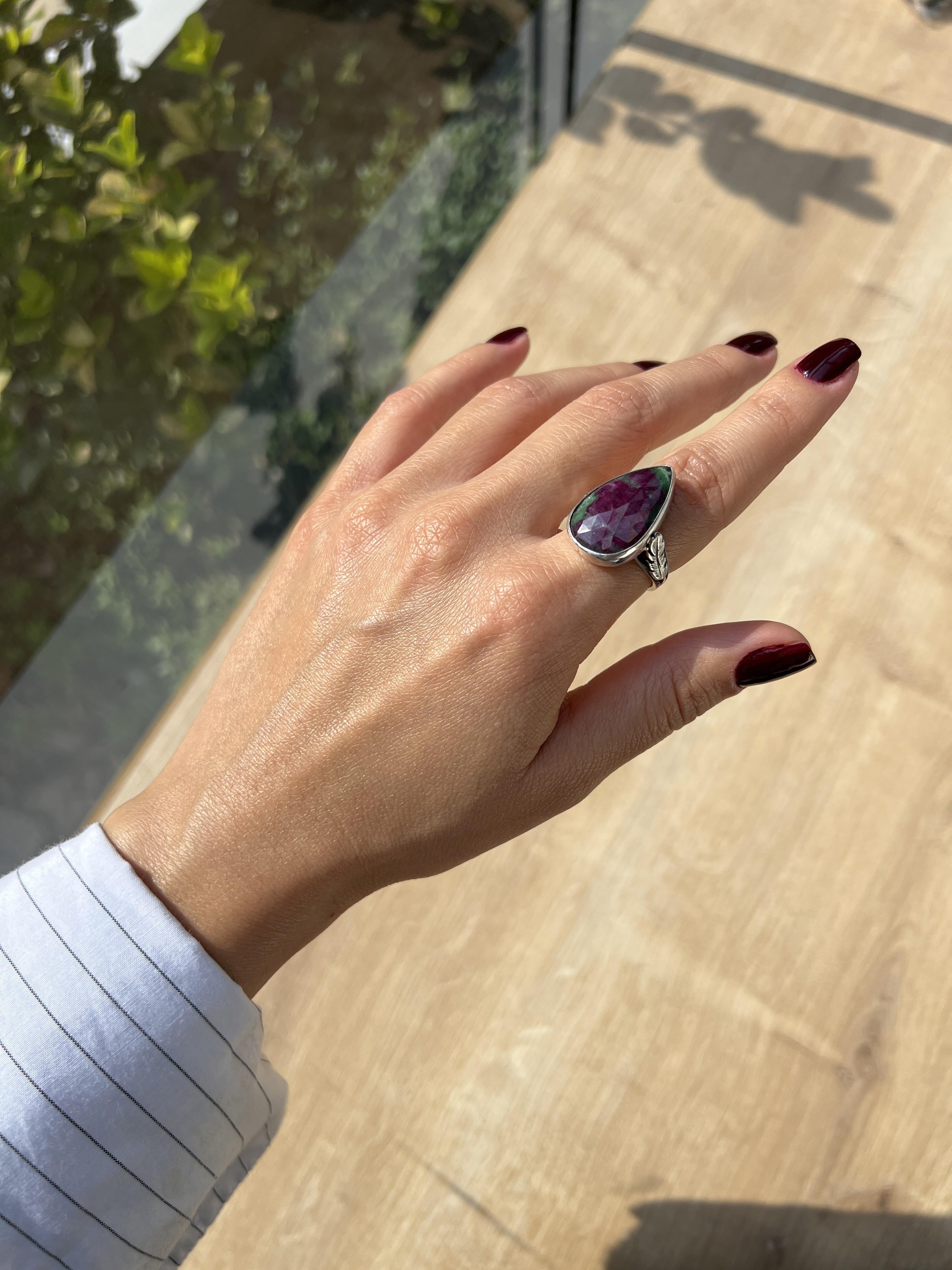 Ruby Zoisit Taşlı El İşi Tasarım Yüzük