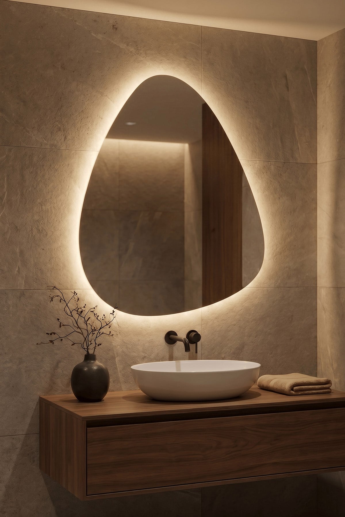 LED Işıklı Damla Banyo Aynası