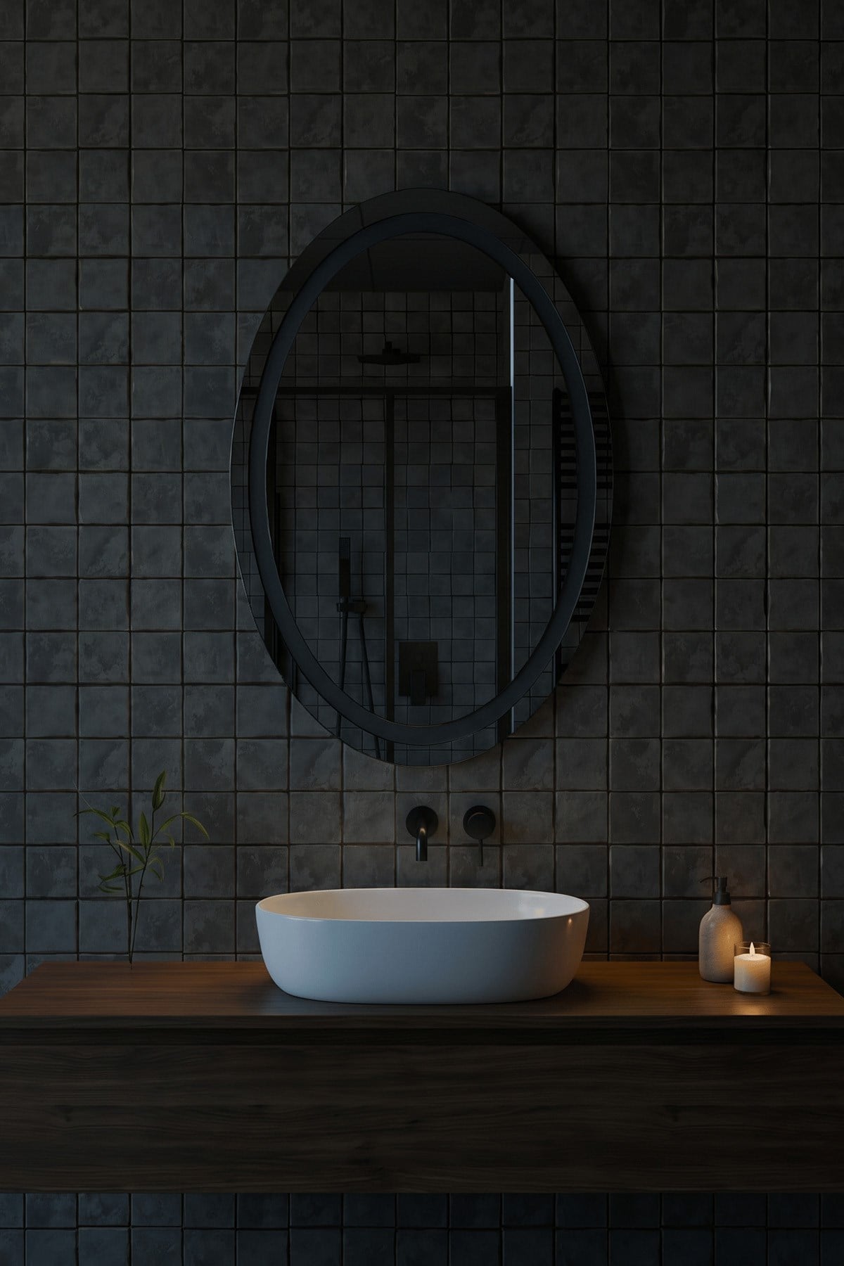 LED Işıklı Elips Banyo Aynası