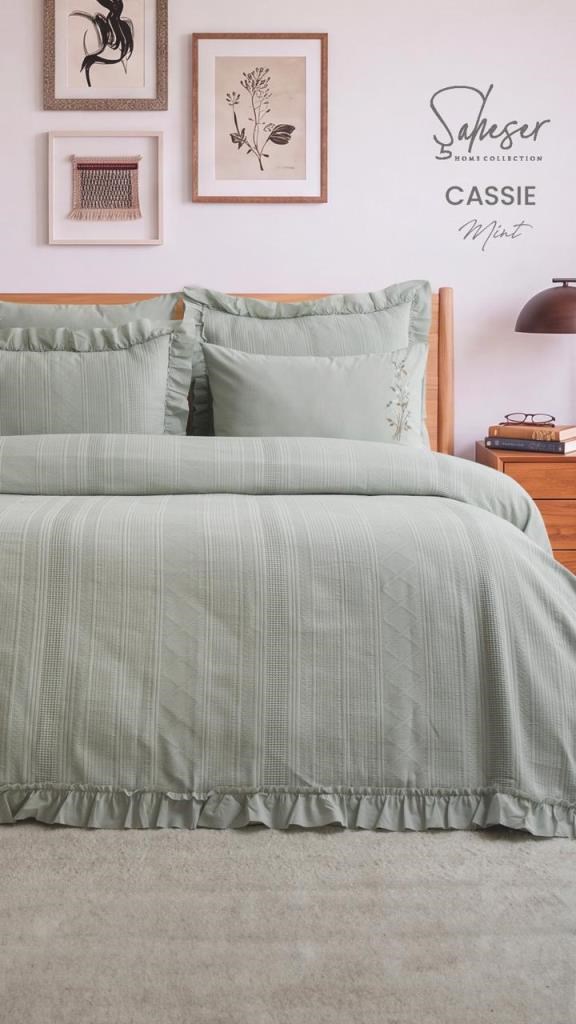 Şaheser Home Collection Yatak Örtüsü Çift Kişilik Cassie Mint