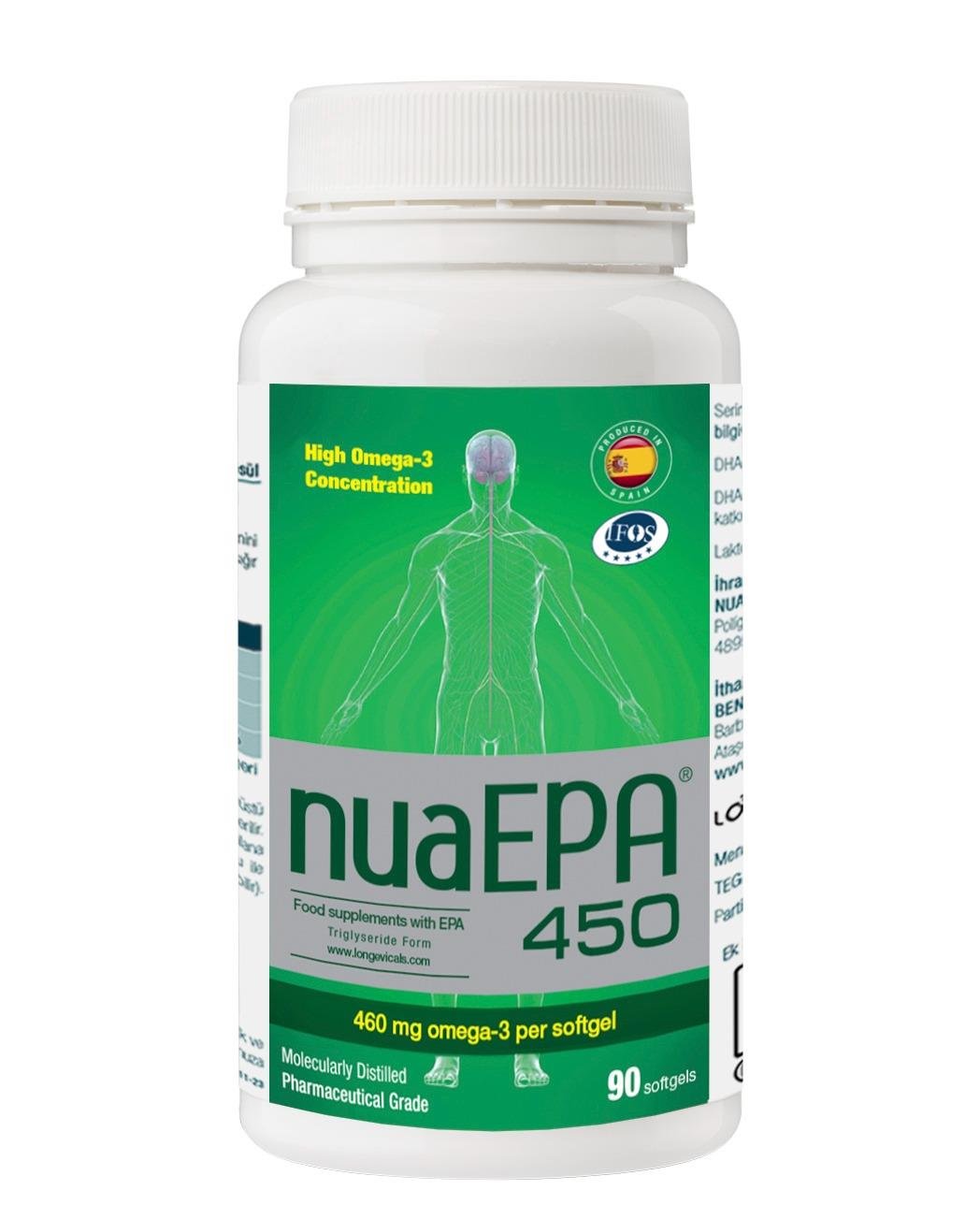 Nua EPA 450 Omega-3 İçeren Gıda Takviyesi 90 Kapsül