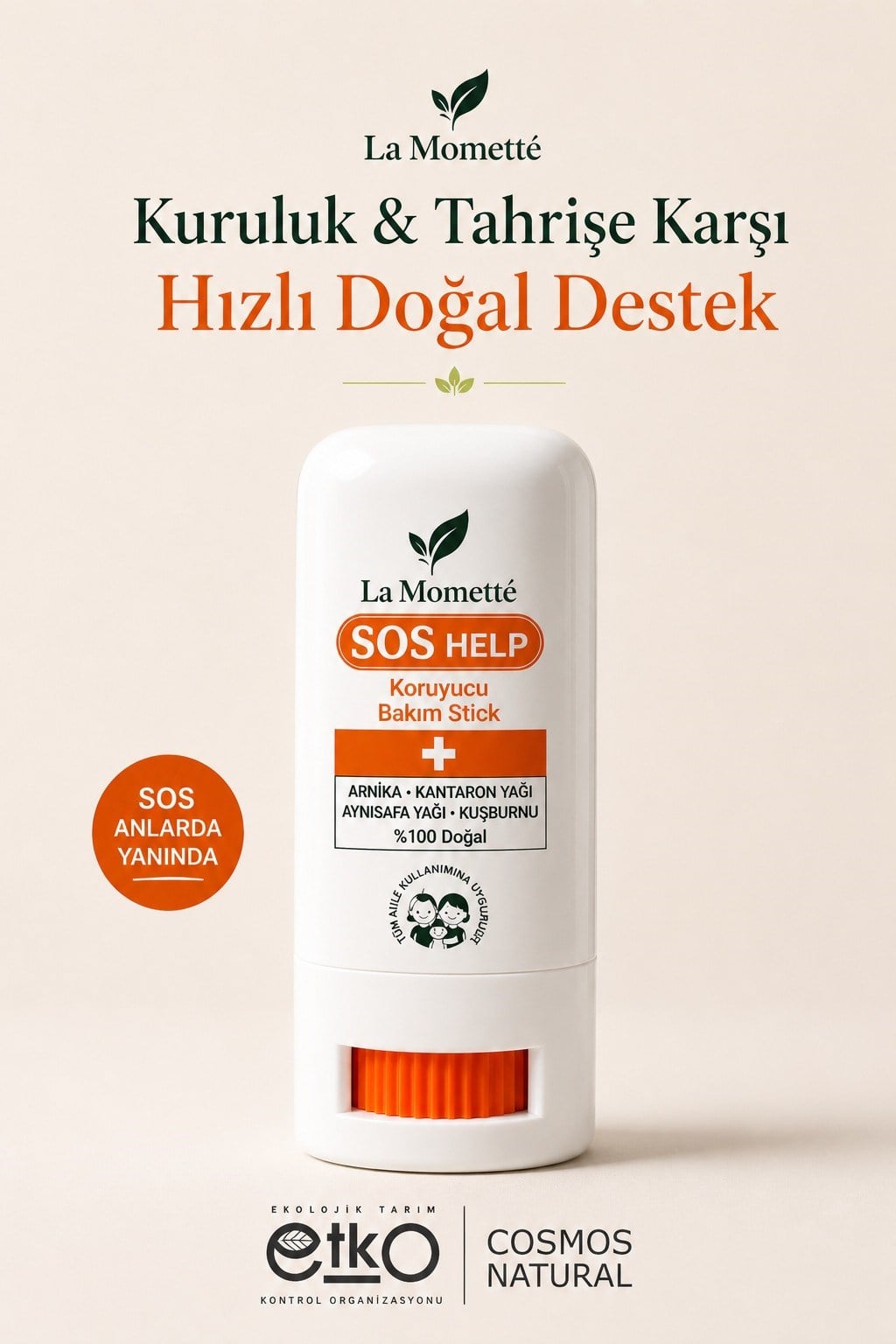 La Momette  SOS Help %100 Doğal Çok Amaçlı Kuruluk & Kızarıklığı Gidermeye Yardımcı Stick Balm 8g