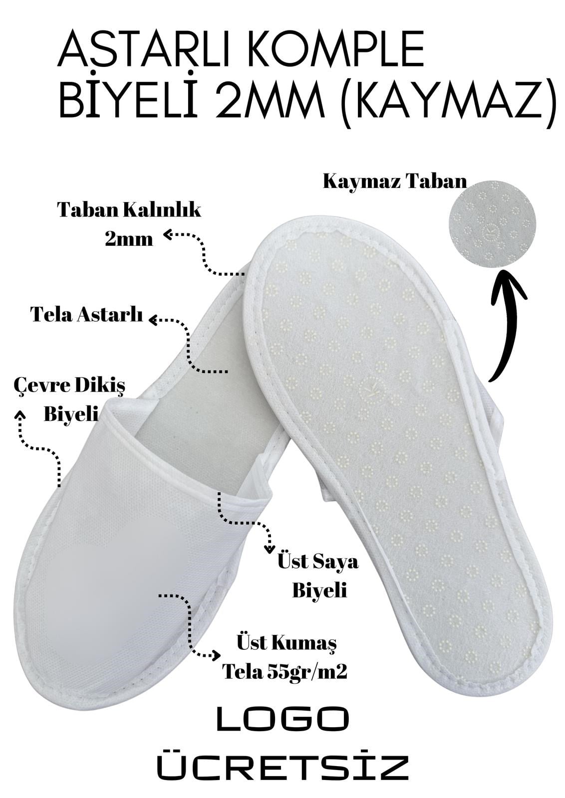 Astarlı 2mm Komple Biyeli Kaymaz Tek Kullanımlık Terlik T002