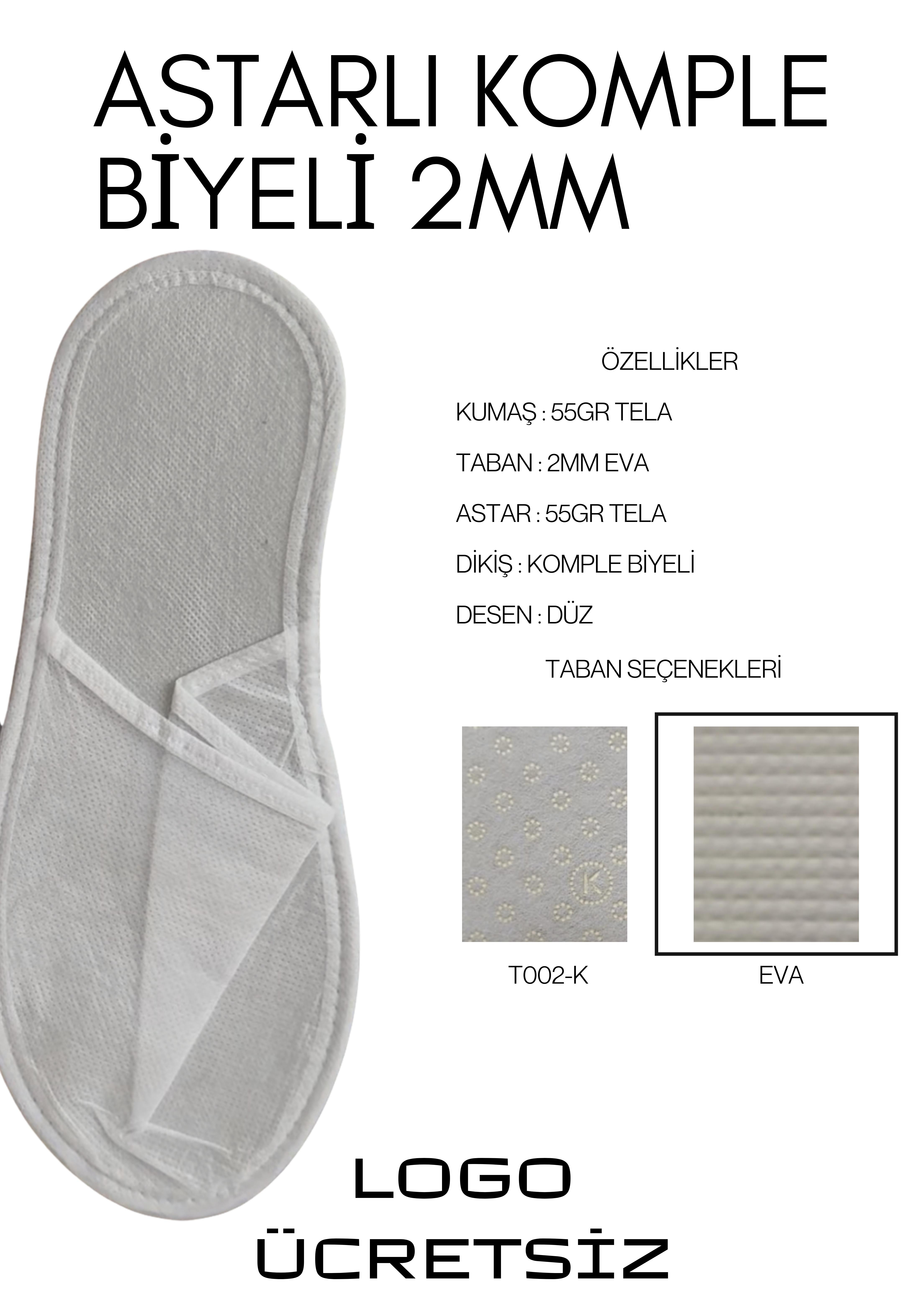 Astarlı 2mm Komple Biyeli Tek Kullanımlık Terlik T002