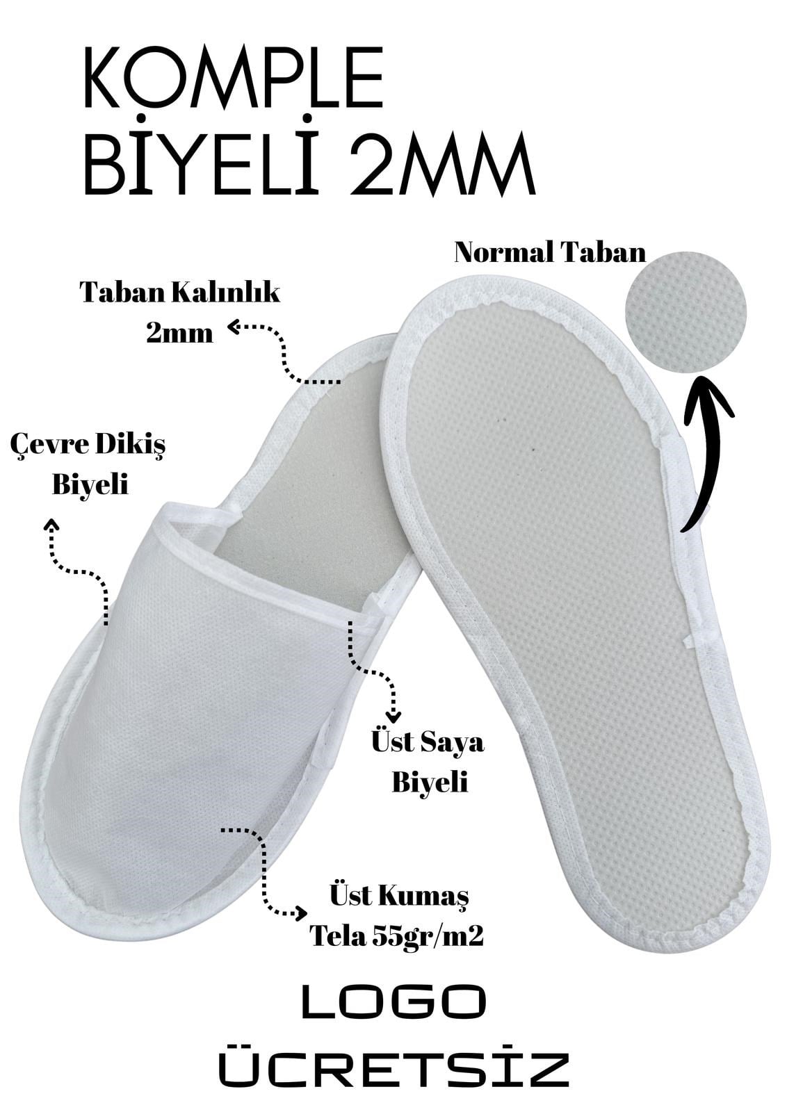 Astarsız 2mm Komple Biyeli  Tek Kullanımlık Terlik T005