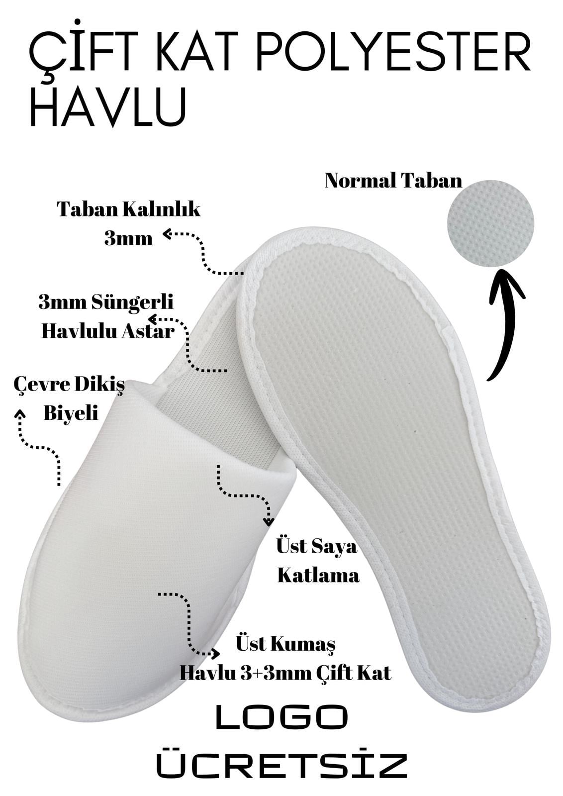 Havlu Desen Çift Kat Havlu Tek Kullanımlık Terlik H011