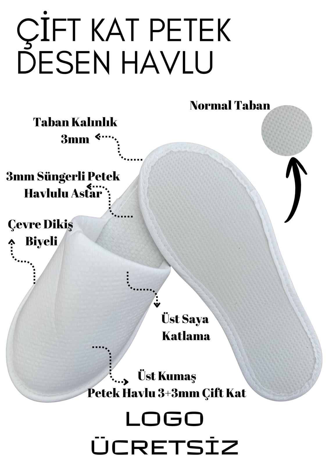 Petek Desen Çift Kat Havlu Tek Kullanımlık Terlik P011
