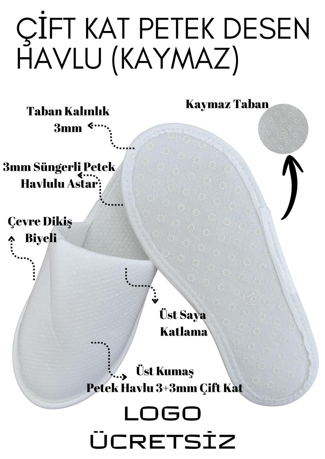 Petek Havlu Kaymaz Taban Tek Kullanımlık Terlik P011-K