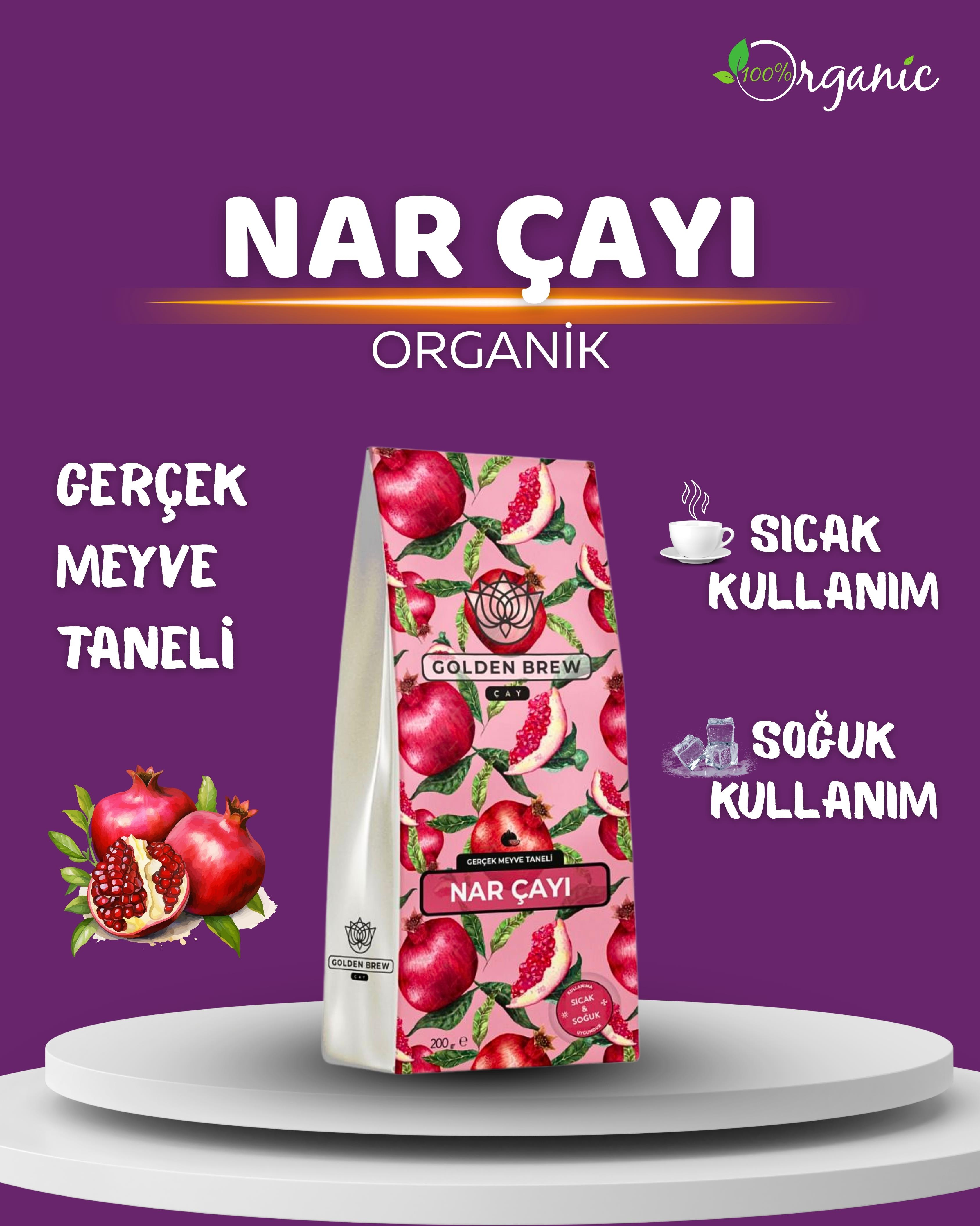 Golden Brew & Tea Coffee Gerçek Nar Parçacıklı Sıcak ve Soğuk Demleme Narlı Meyve Çayı