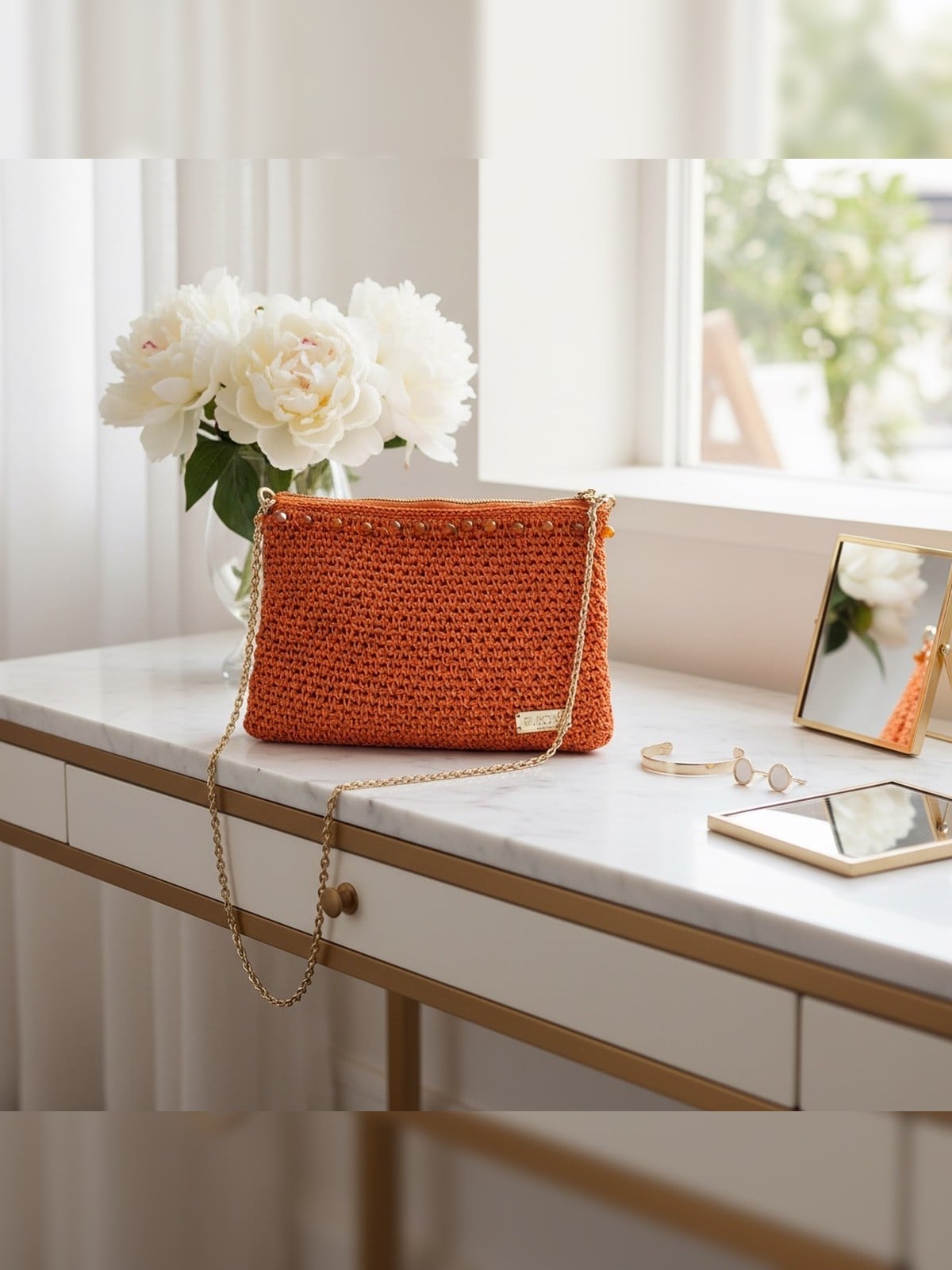 Burché Orange Amélie Clutch Çanta