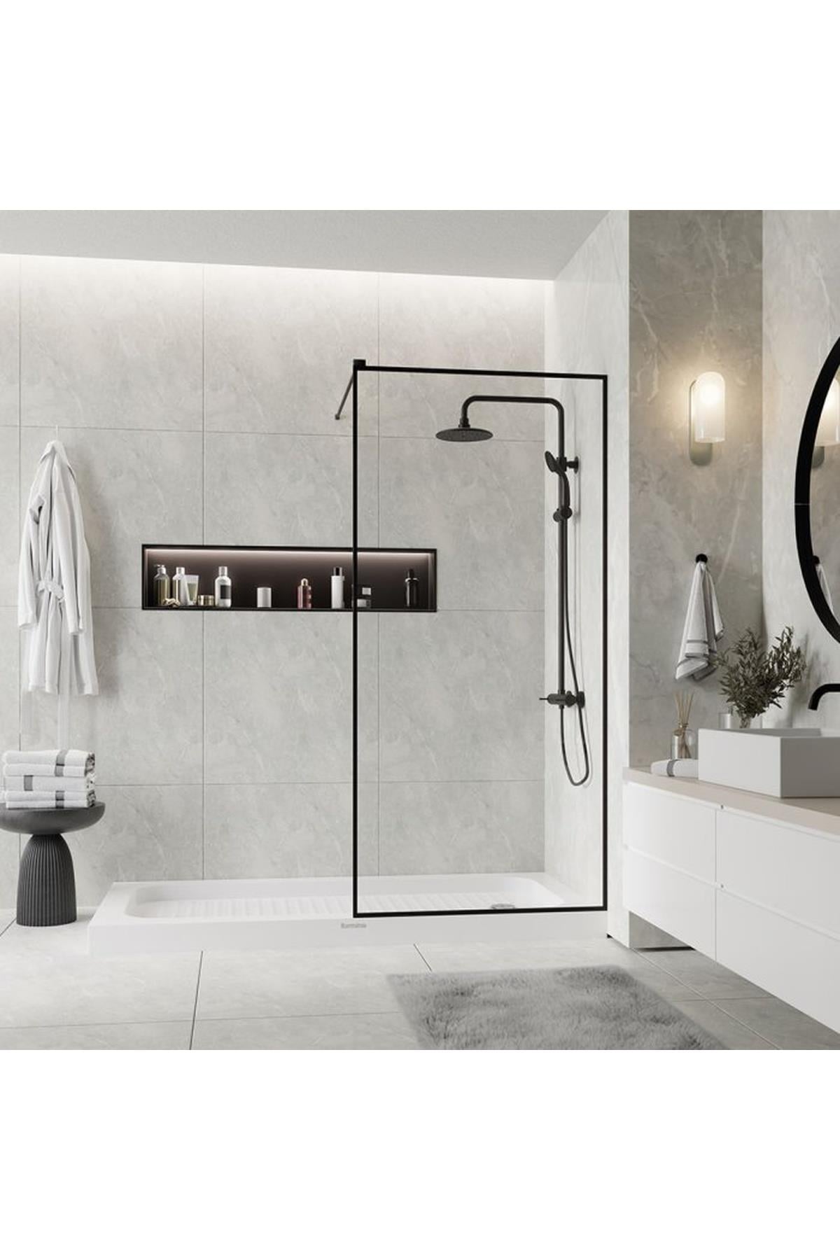 Nest 1 Sabit Yarım Kanat Duş Kabini