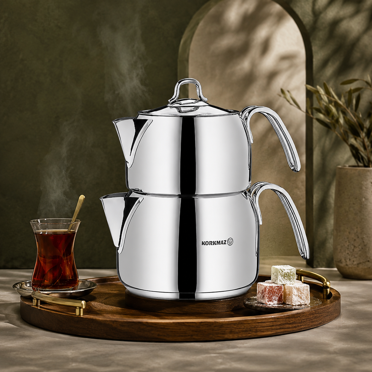 Korkmaz A027 Perla Midi Çaydanlık Takımı