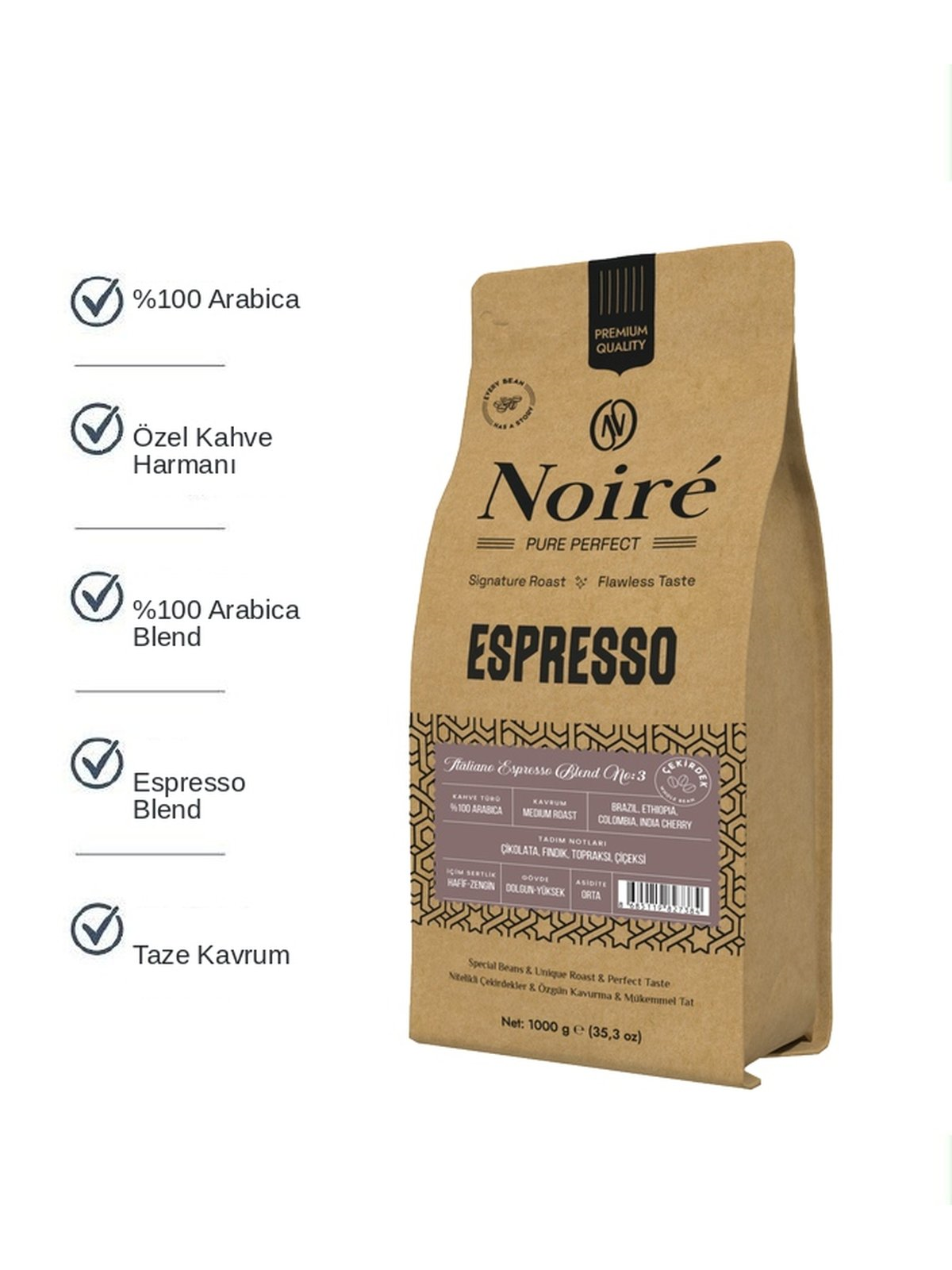 

Italiano Espresso №3 %100 Arabica Çekirdek Kahve 1 kg 