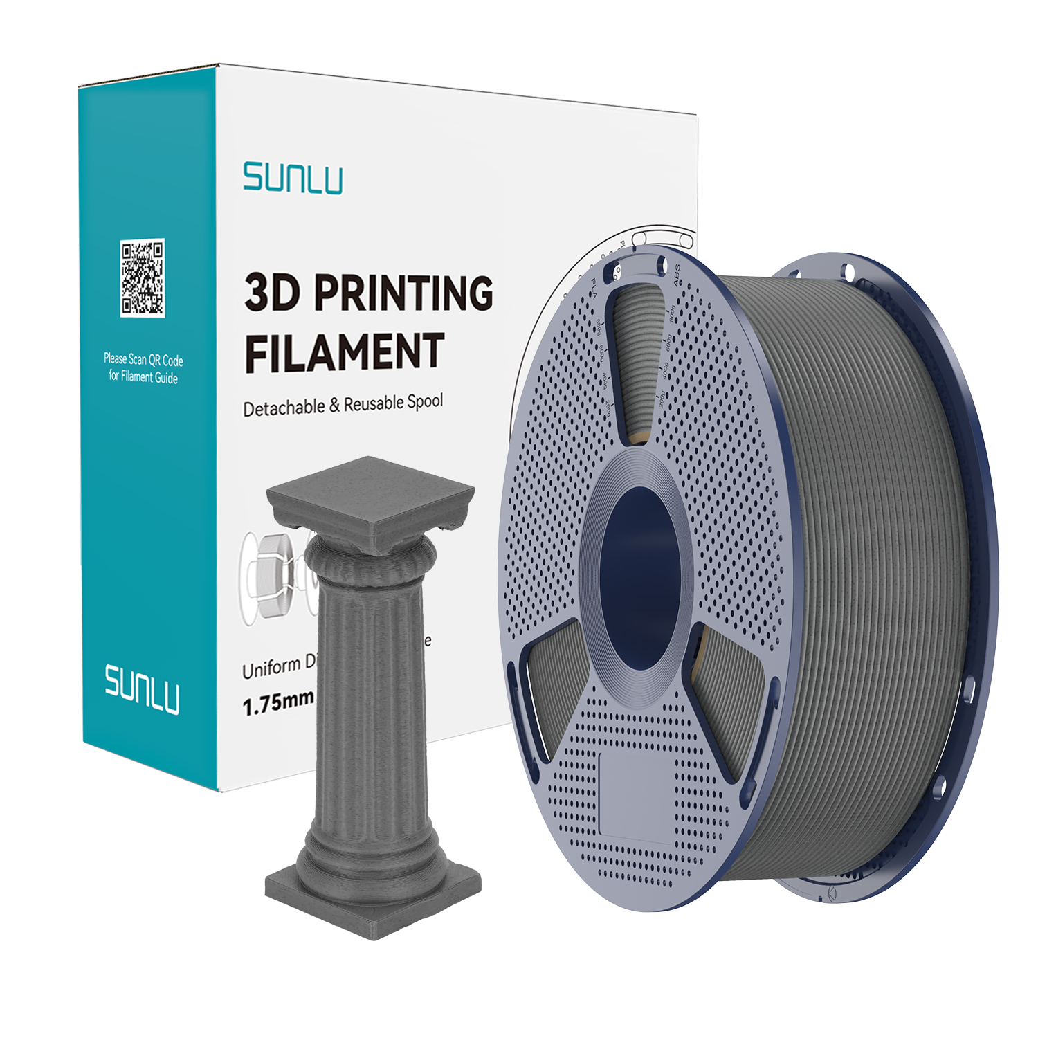 SUNLU High Speed PLA Marble Filament Ashen Concrete