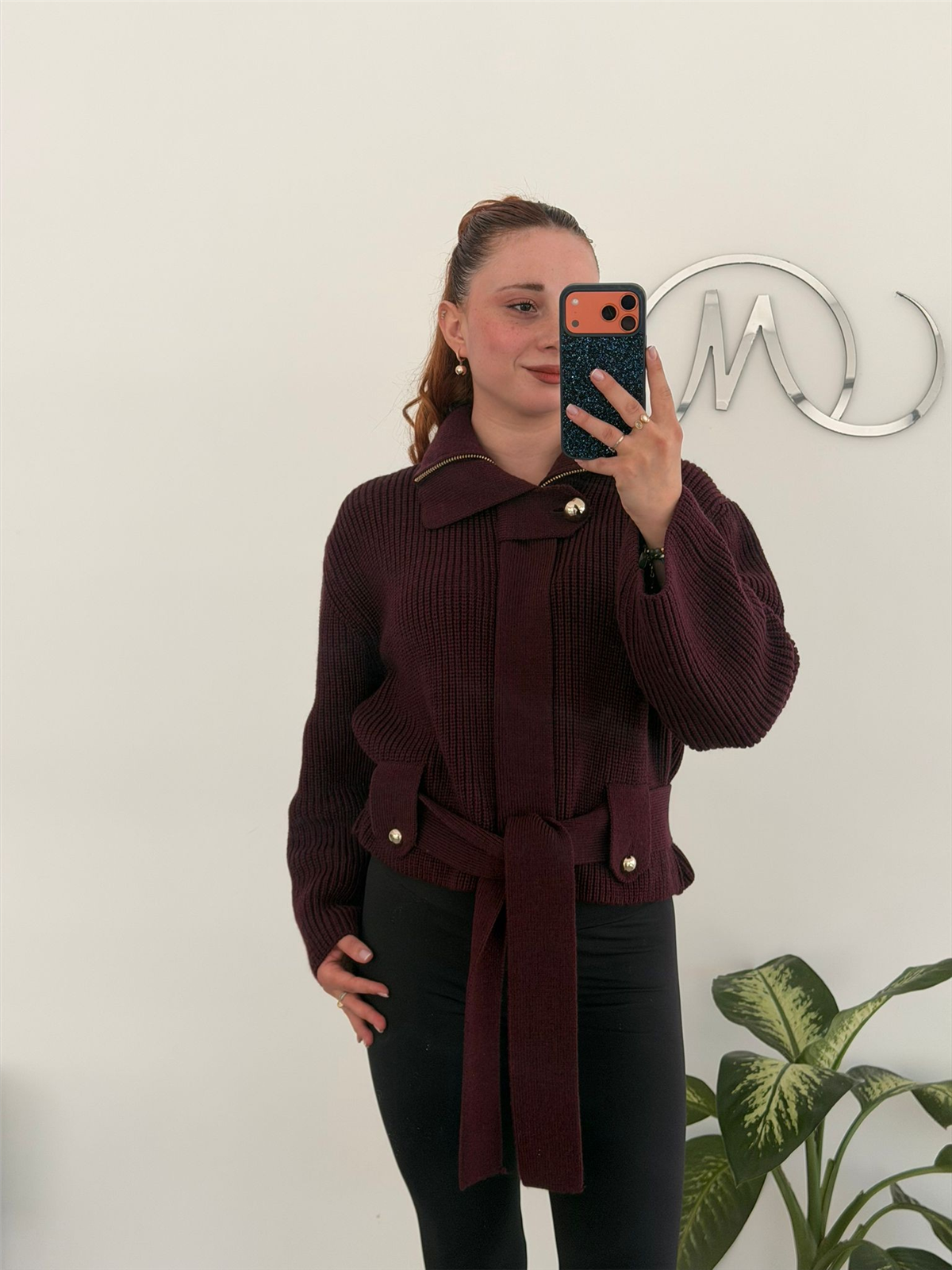 FERMUARLI YÜNLÜ TRİKO HIRKA BORDO