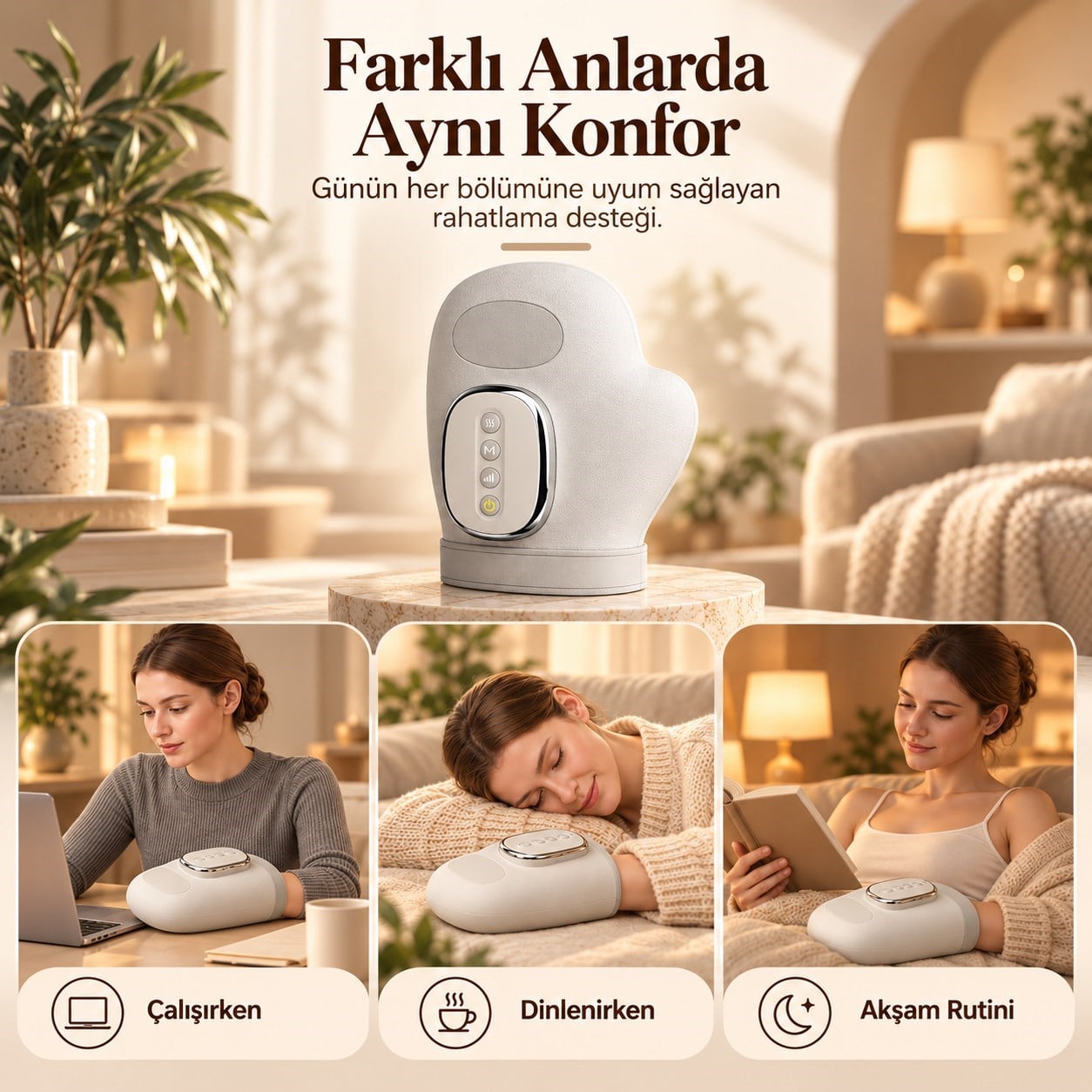 Akıllı El Masaj Aleti Şarjlı Parmak Avuç İçi Bilek Rahatlatıcı Isıtmalı Hava Kompresyonlu Terapi 